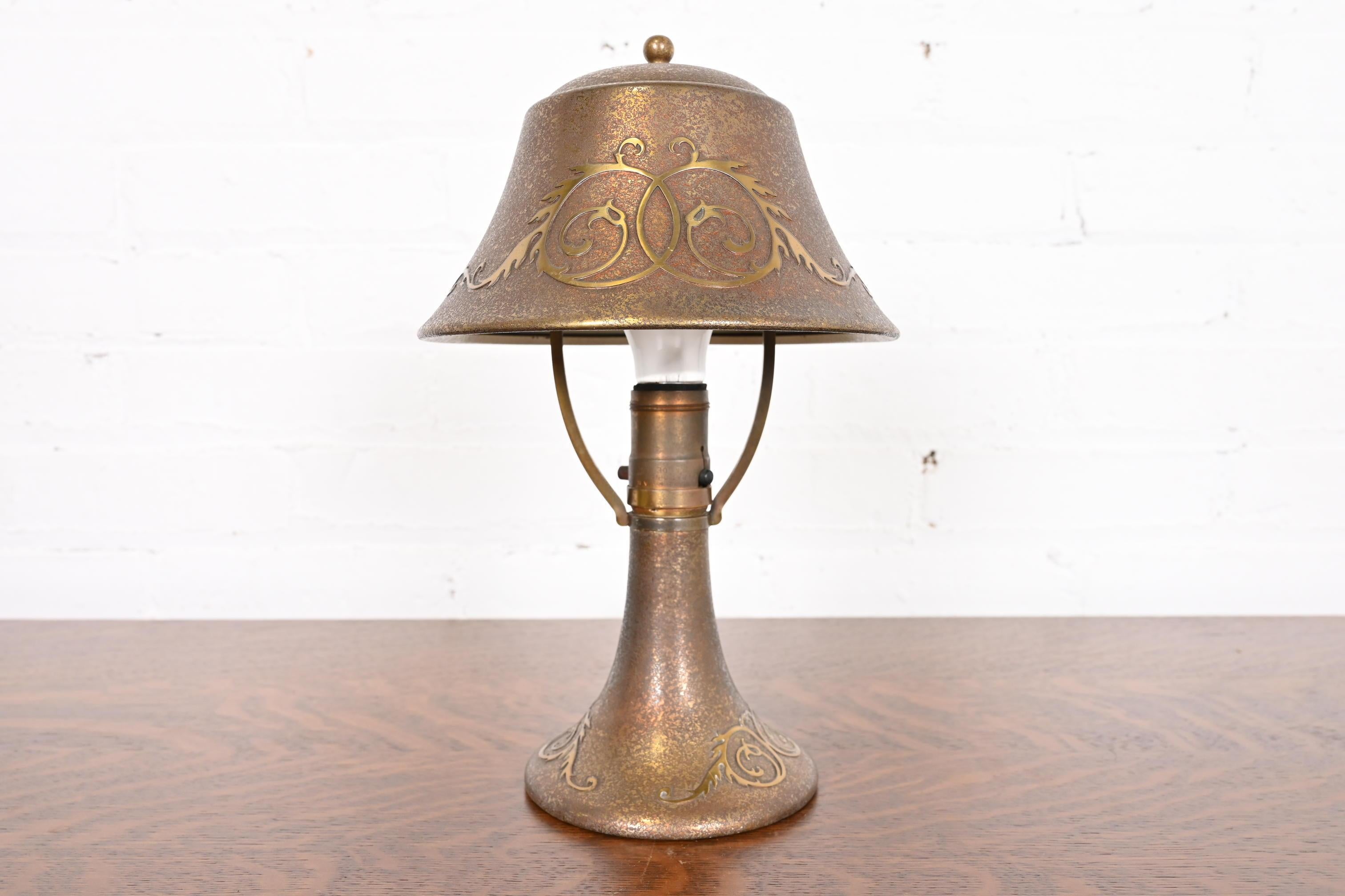Arts and Crafts Heintz Antique Arts & Crafts Bronze Desk Lamp