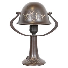Heintz Antique Arts & Crafts Sterling Silver on Bronze Desk Lamp