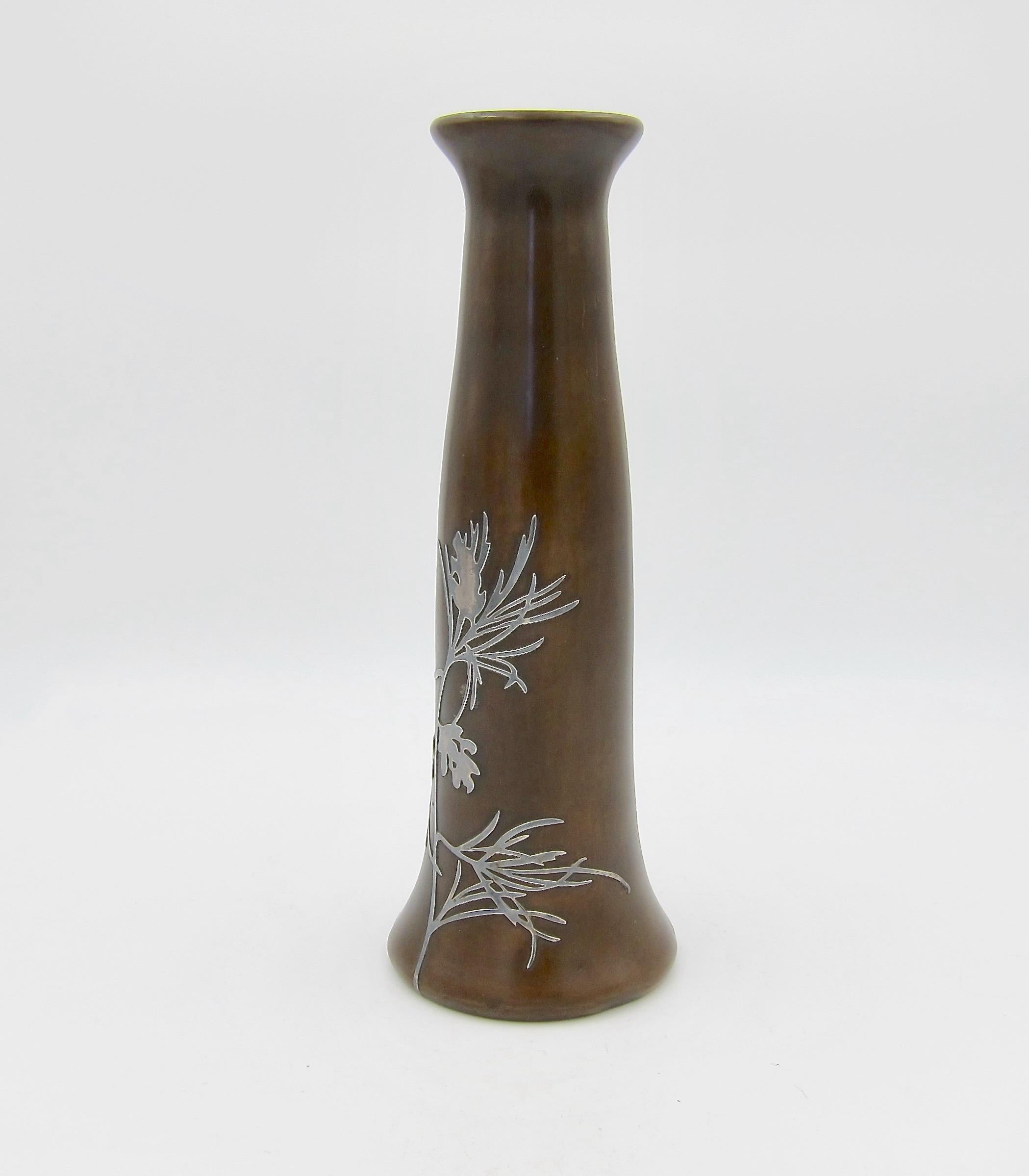 heintz sterling on bronze vase