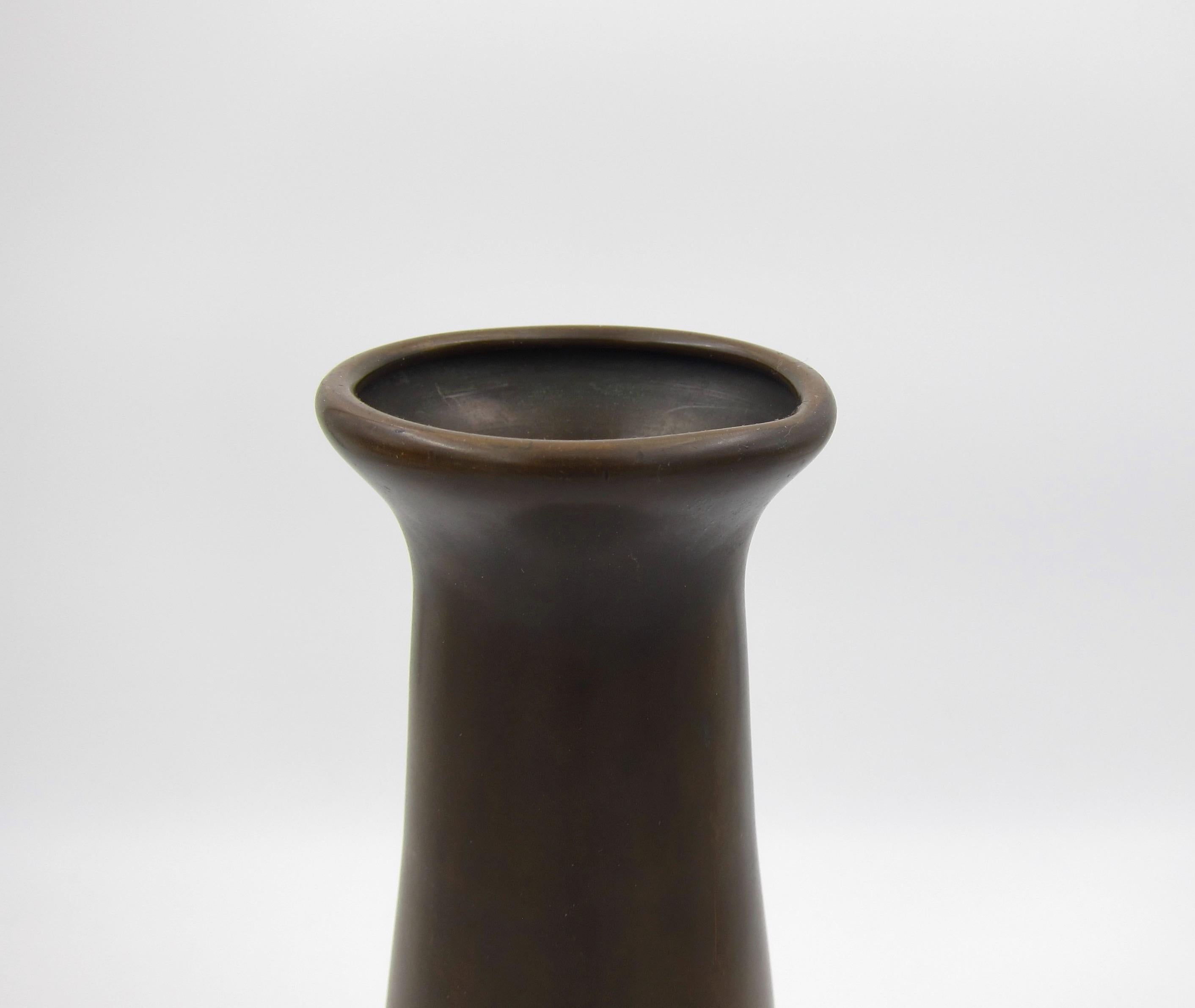 Heintz Art Metal Bronze Vase with Sterling Silver Pine Branch Overlay 1