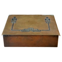 Heintz Art Metal Shop Sterling on Bronze Box Arts & Crafts Geometric Design 1915