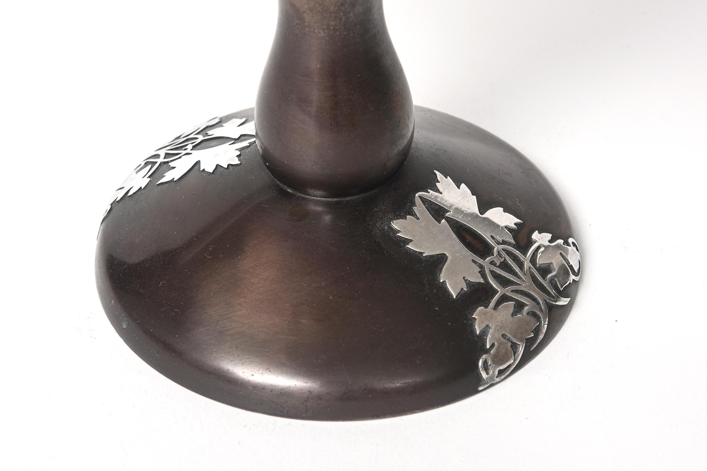 Heintz Arts & Crafts Sterling-Overlay auf Bronze, gemischte Metalle, Trophäe für Liebhaber im Angebot 3