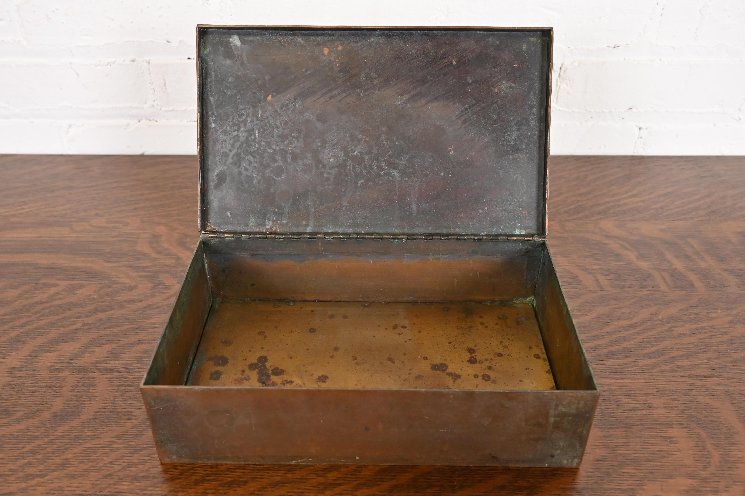 Caja para puros de bronce Heintz Arts & Crafts Bronce en venta
