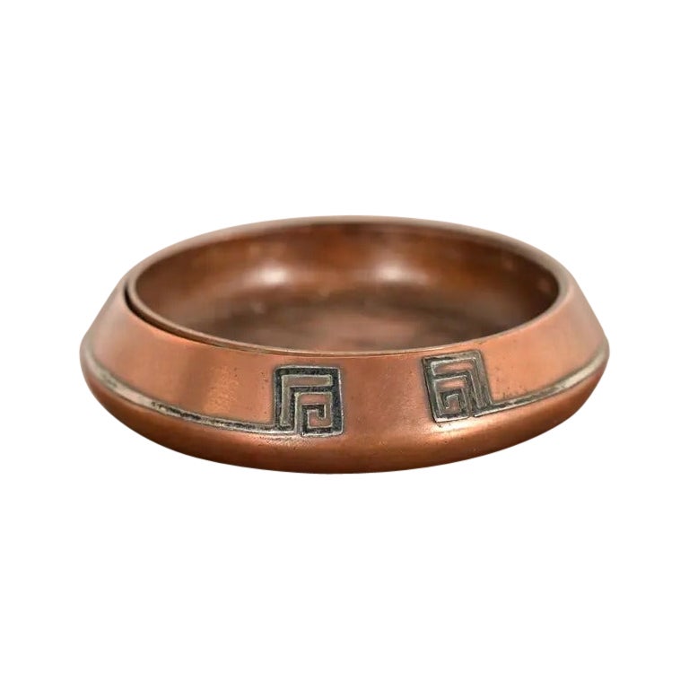 Heintz Arts & Crafts Sterling Silver on Bronze Ashtray or Catchall For Sale