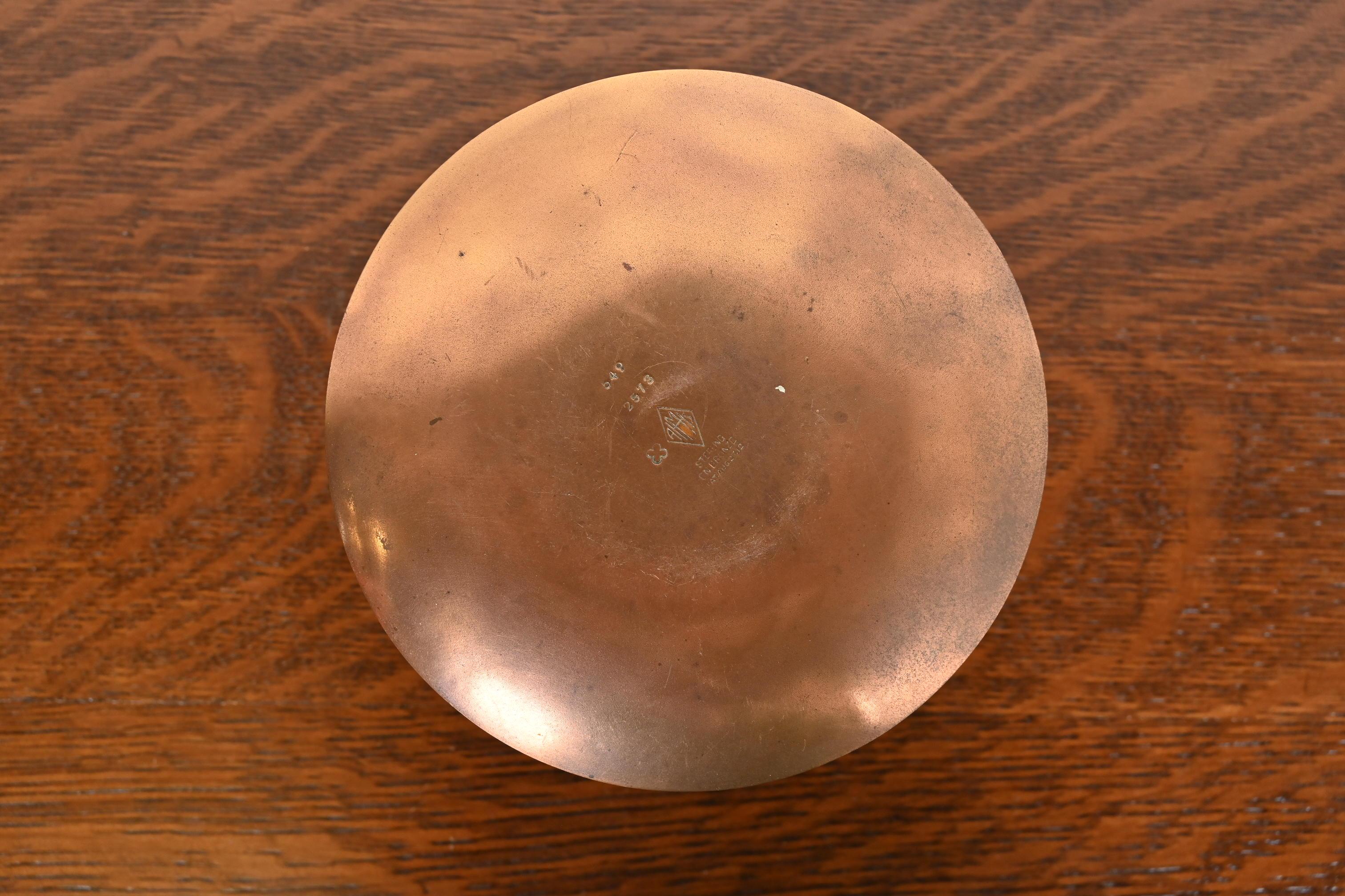 Cenicero Heintz Arts & Crafts de plata de ley sobre bronce con caja para cerillas en venta 3