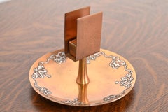 Heintz Arts & Crafts Sterling Silver on Bronze Ashtray With Match Box Holder