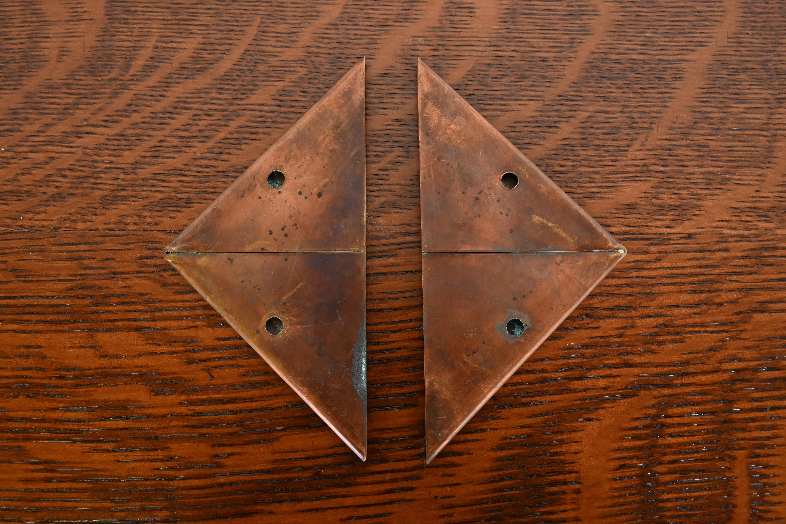 Heintz Arts & Crafts Sterling Silver on Bronze Blotter Corners With Leather Pad For Sale 4