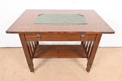 Heintz Arts & Crafts Sterling Silver on Bronze Blotter Corners With Leather Pad