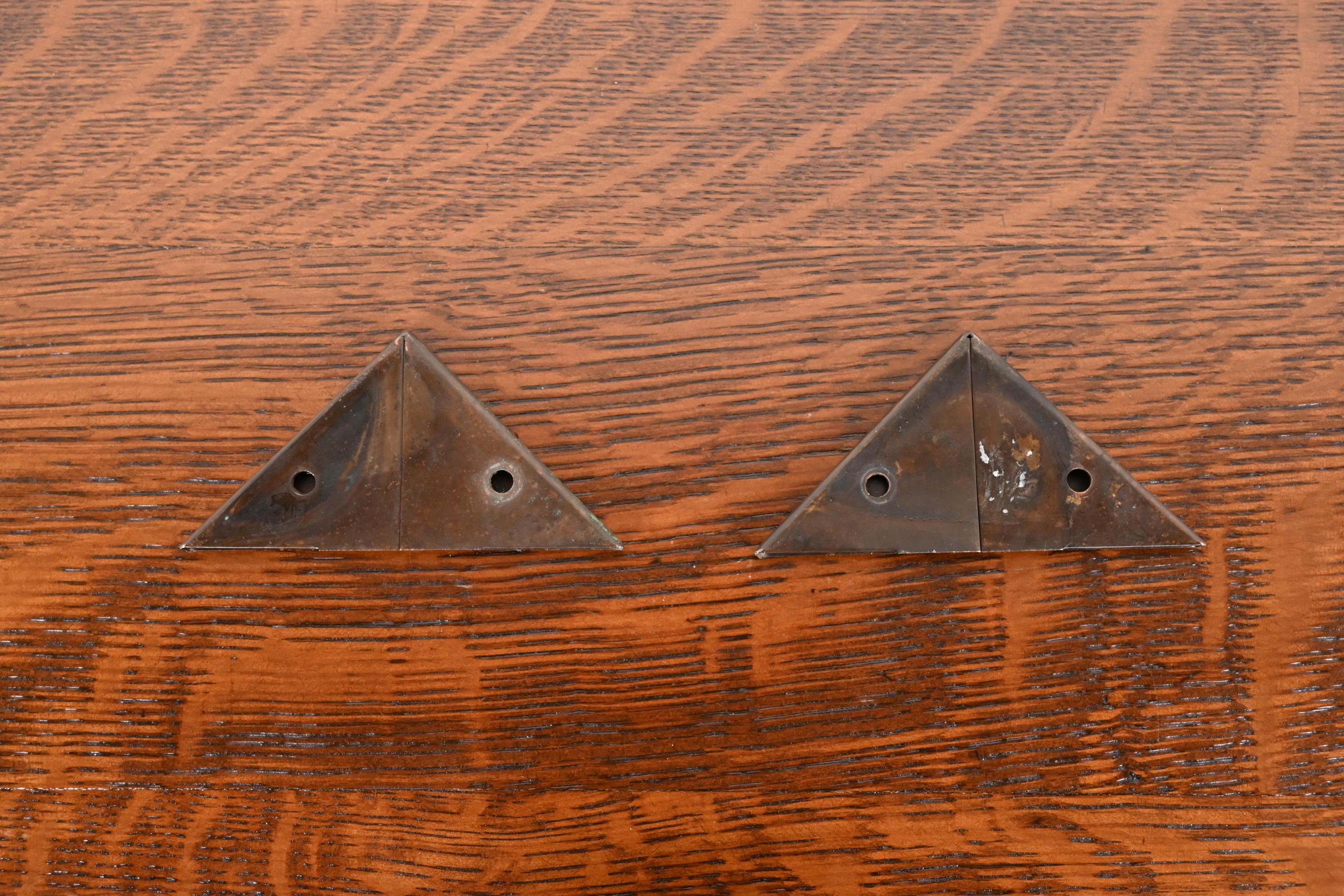 Heintz Arts & Crafts Sterling Silver on Bronze Blotter Corners With Leather Pad For Sale 3