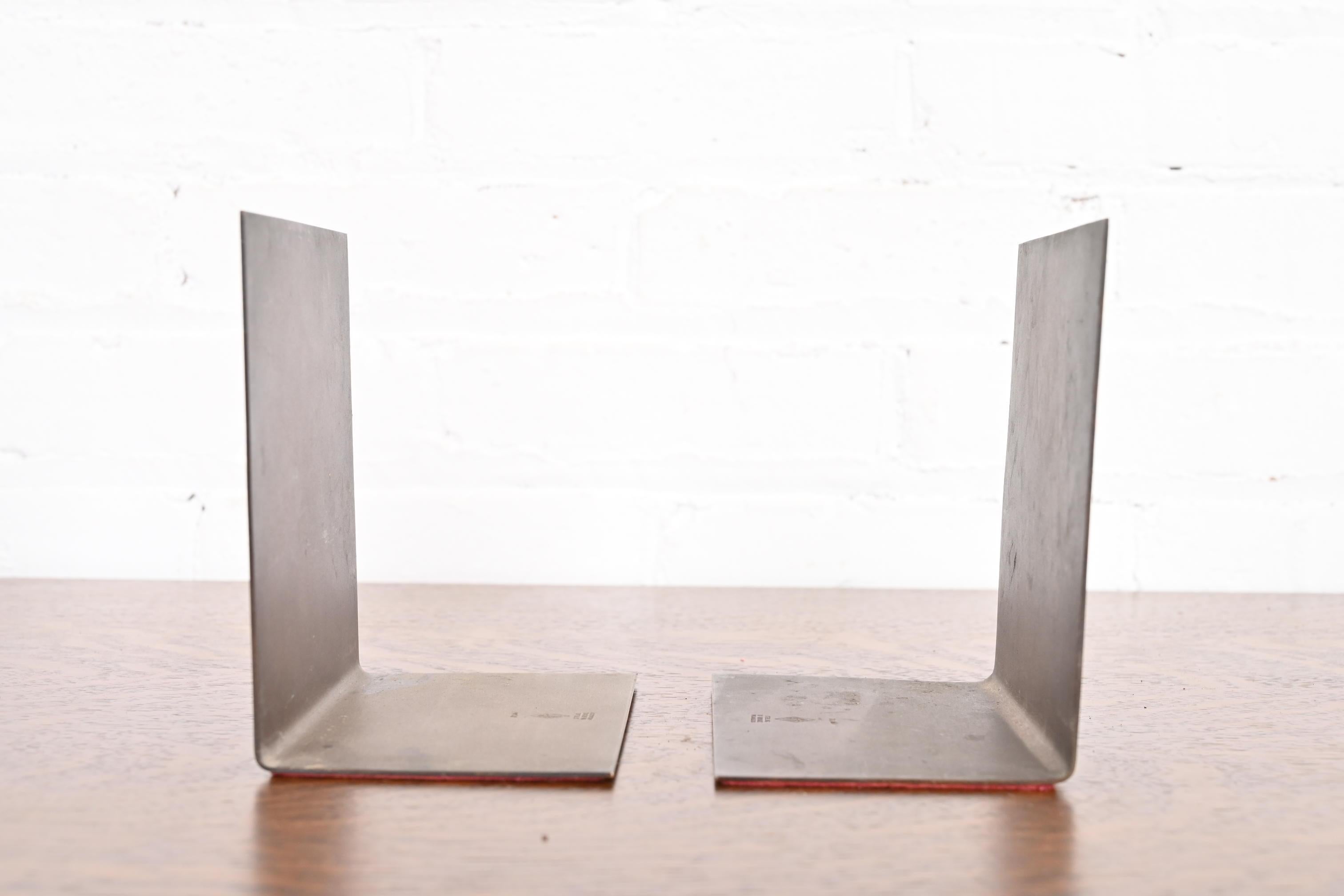 Heintz Arts & Crafts Sterling Silver on Bronze Bookends For Sale 2