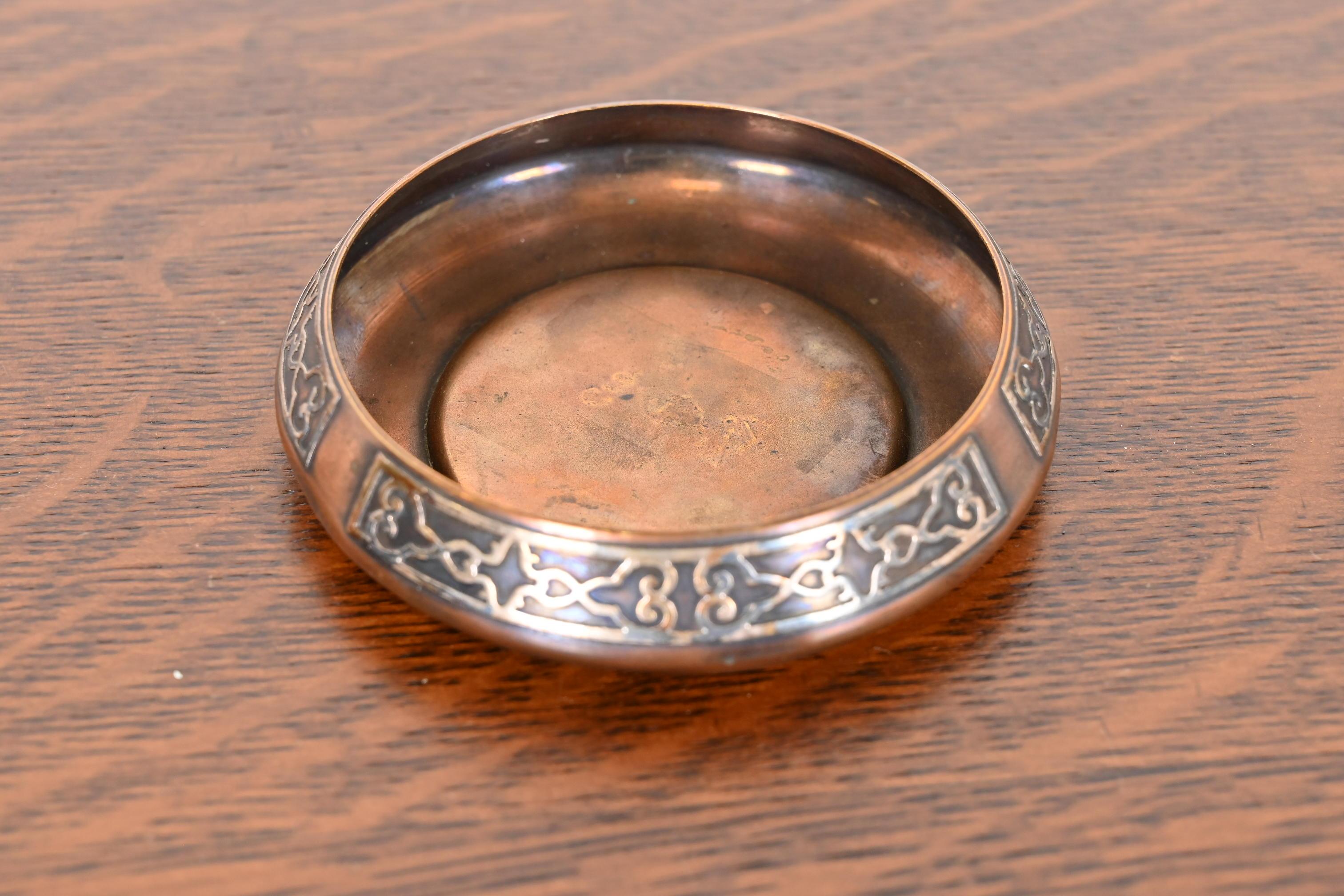 Heintz Arts & Crafts Sterling Silver on Bronze Bowl In Good Condition In South Bend, IN