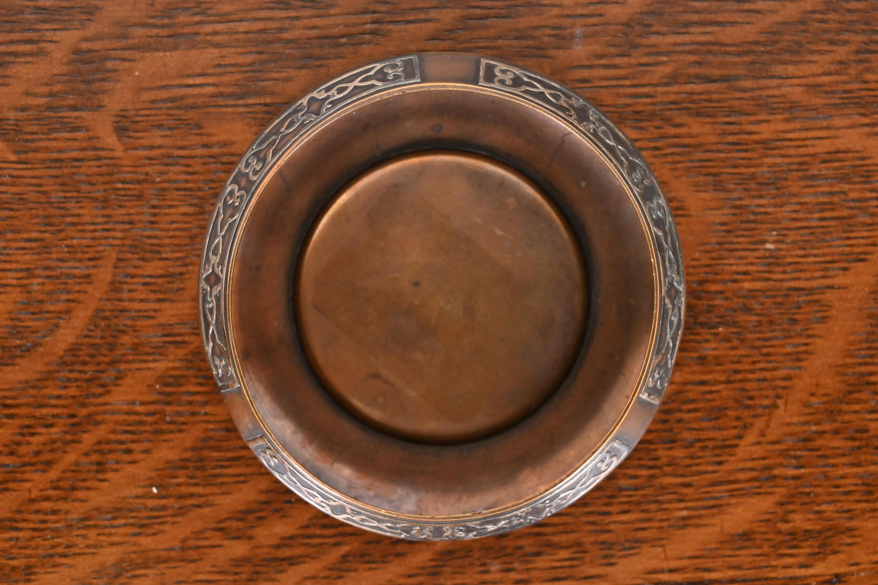 20th Century Heintz Arts & Crafts Sterling Silver on Bronze Bowl