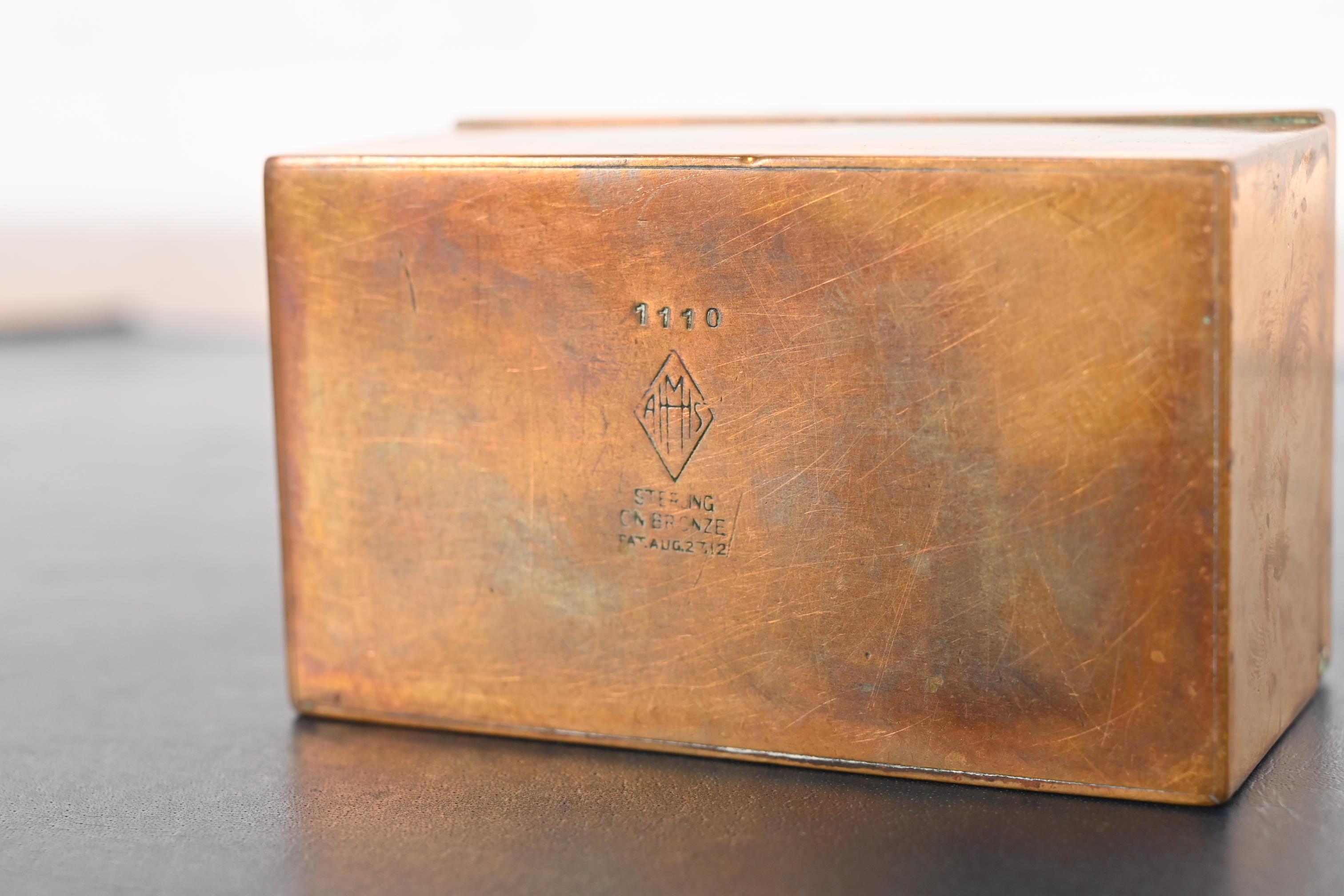Heintz Arts & Crafts Sterling Silver on Bronze Box For Sale 4