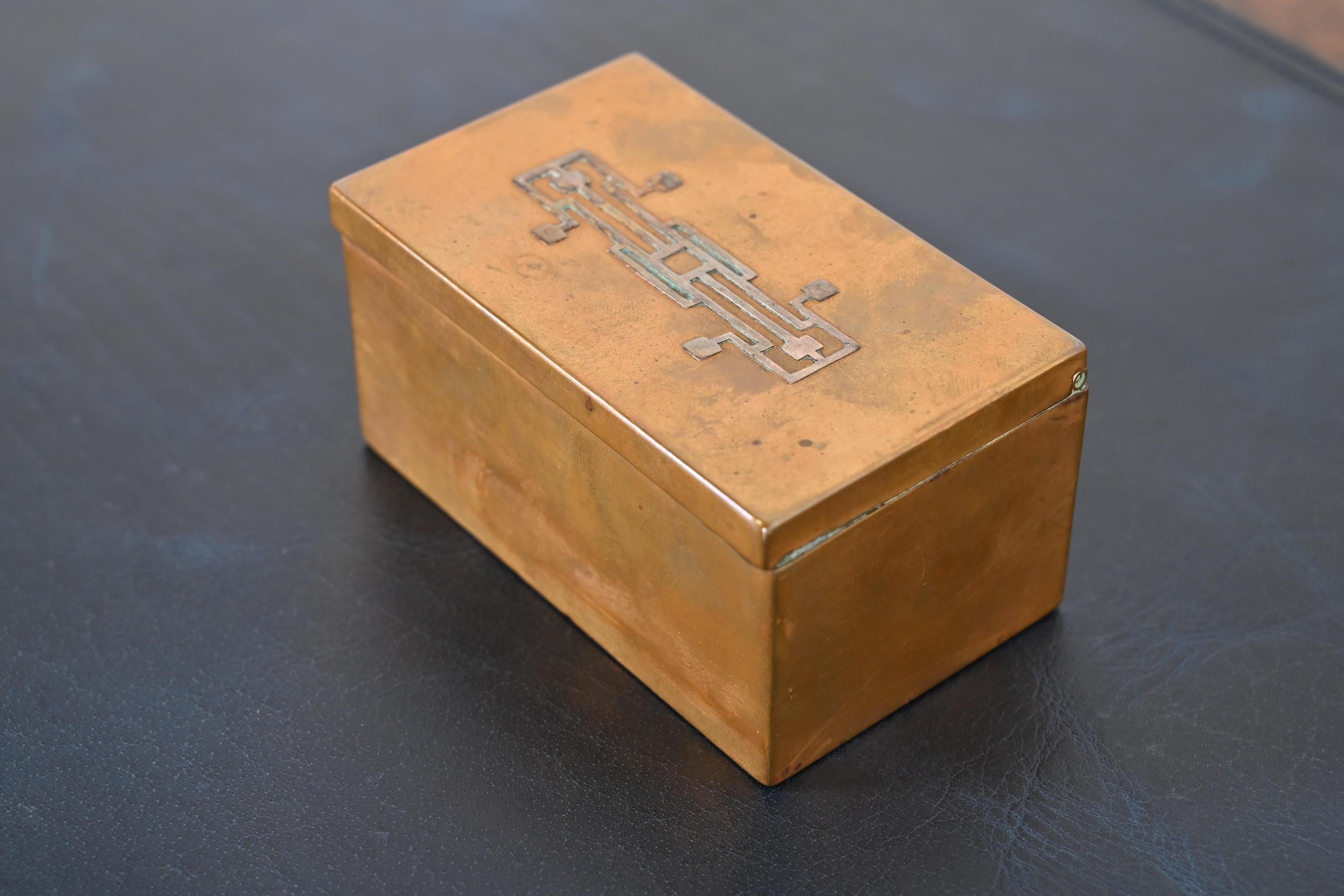 Heintz Arts & Crafts Sterling Silver on Bronze Box For Sale 6