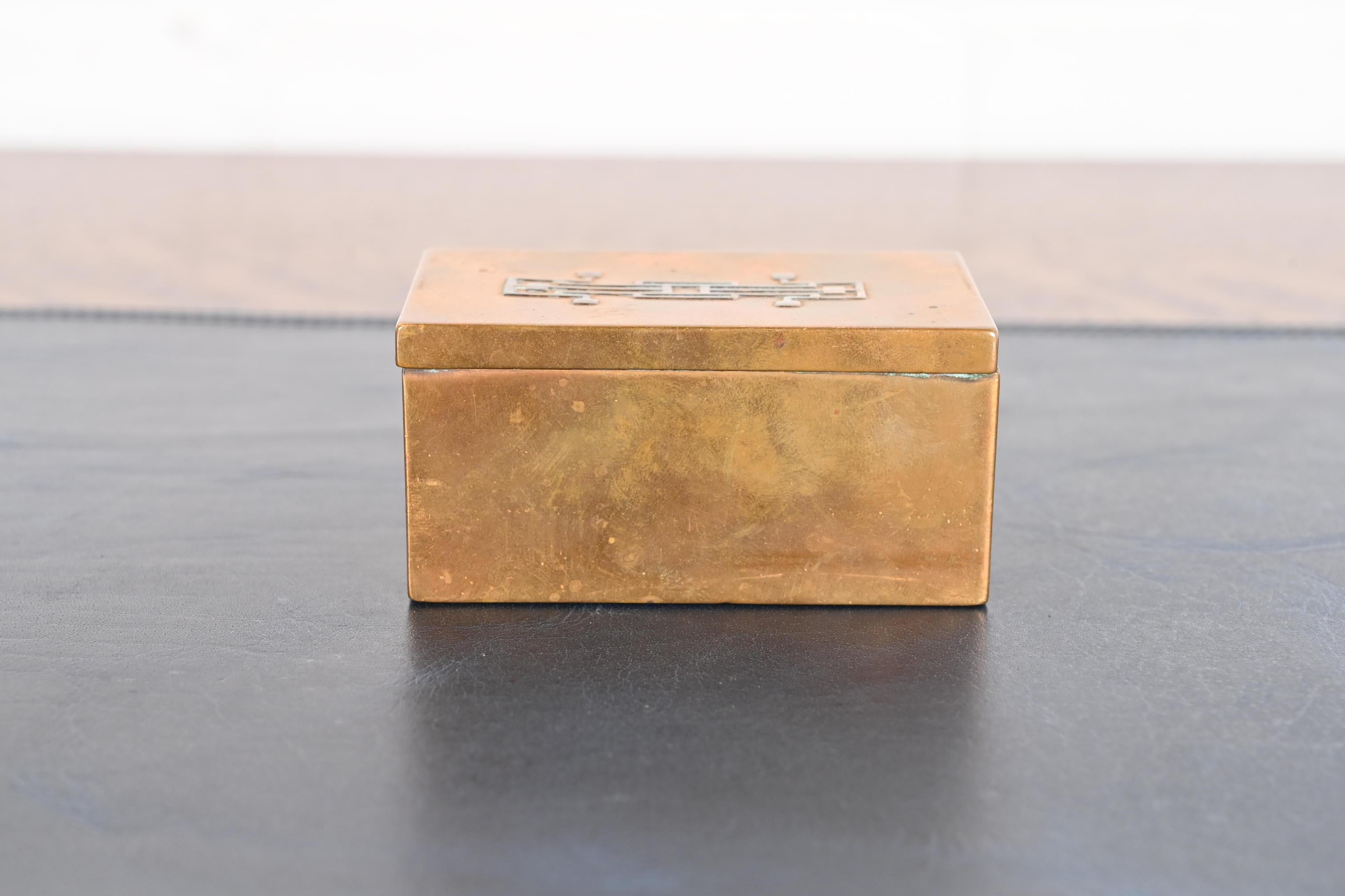 20th Century Heintz Arts & Crafts Sterling Silver on Bronze Box For Sale