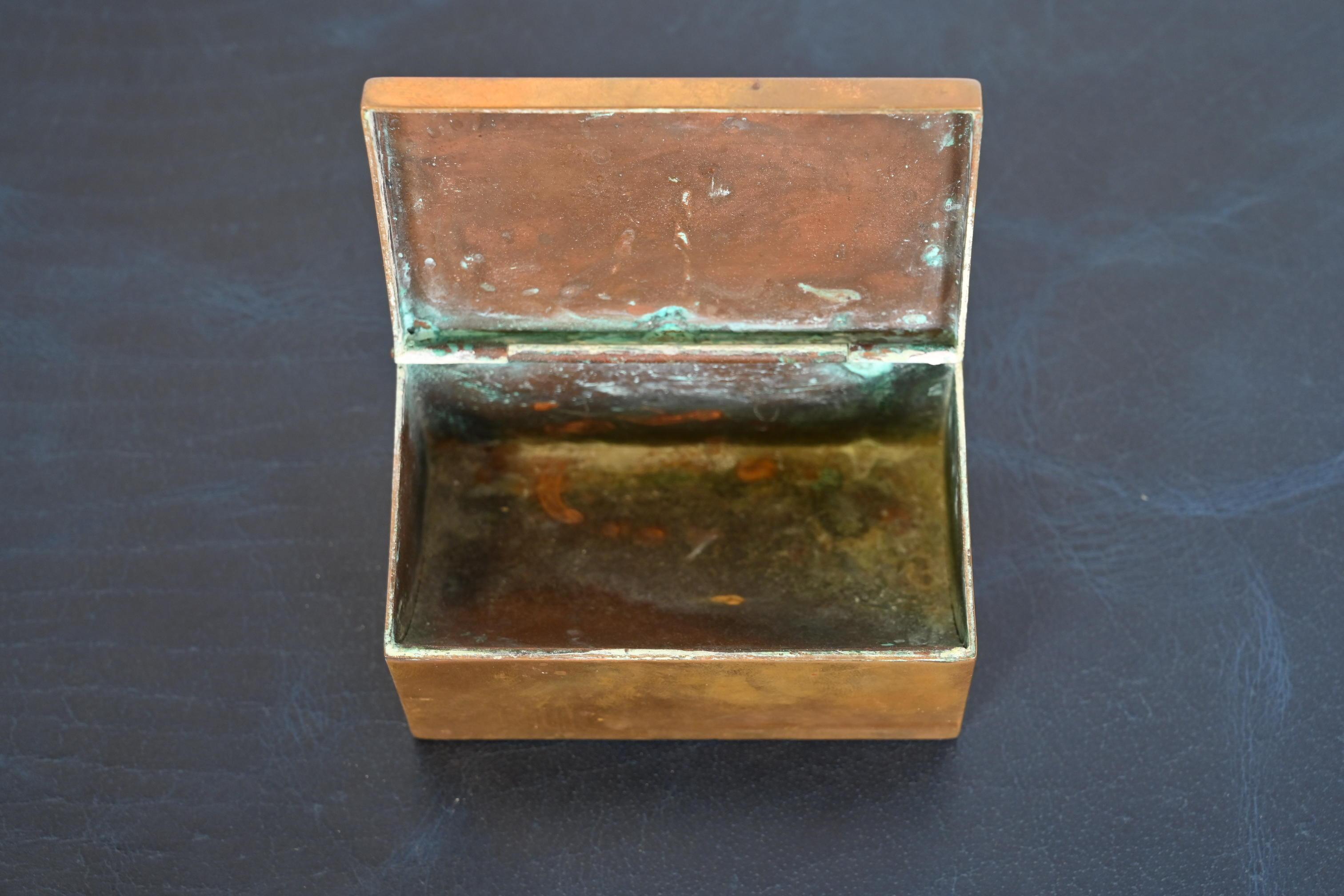 Heintz Arts & Crafts Sterling Silver on Bronze Box For Sale 2