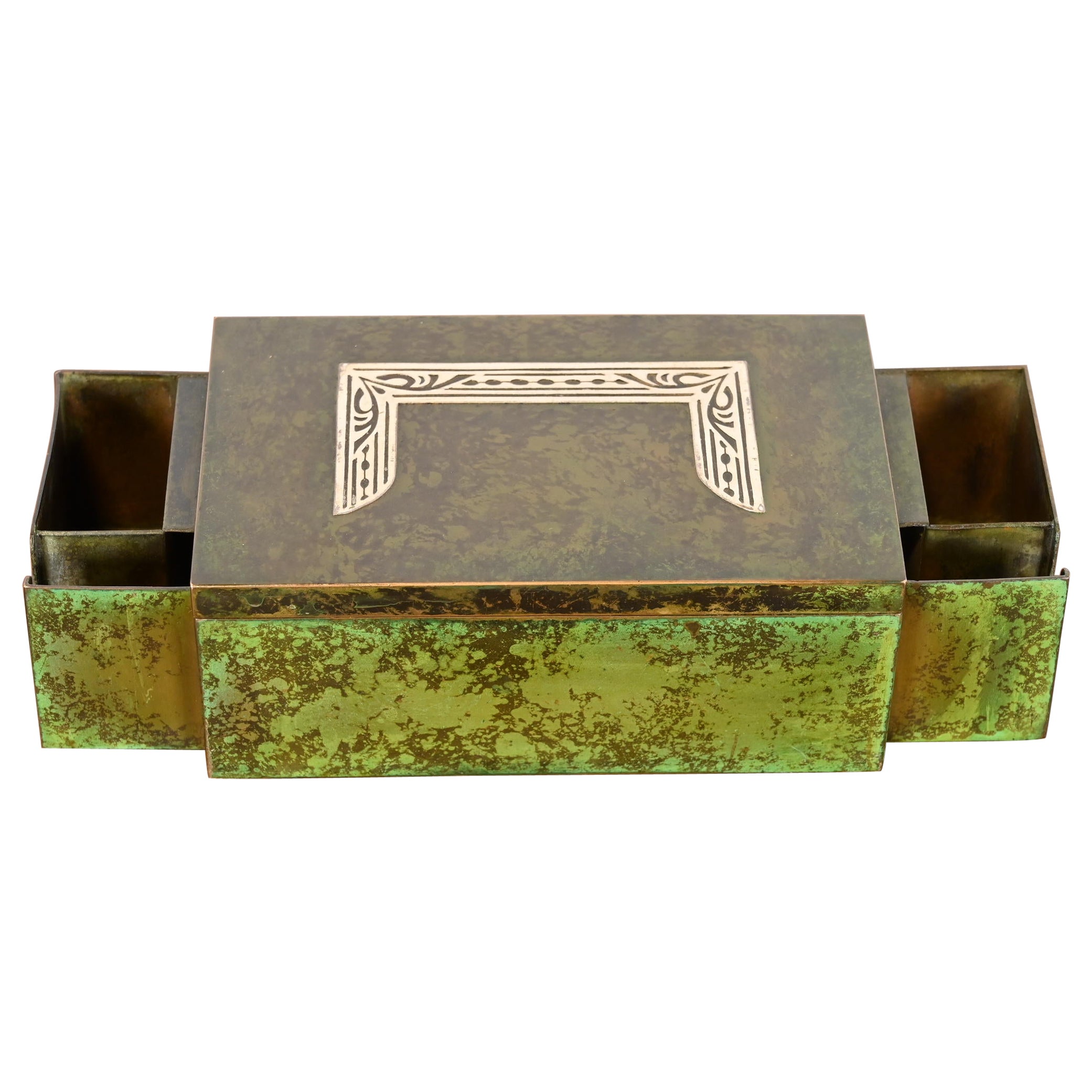 Heintz Arts & Crafts Sterlingsilber auf Bronze Zigarrenkisten oder Humidor