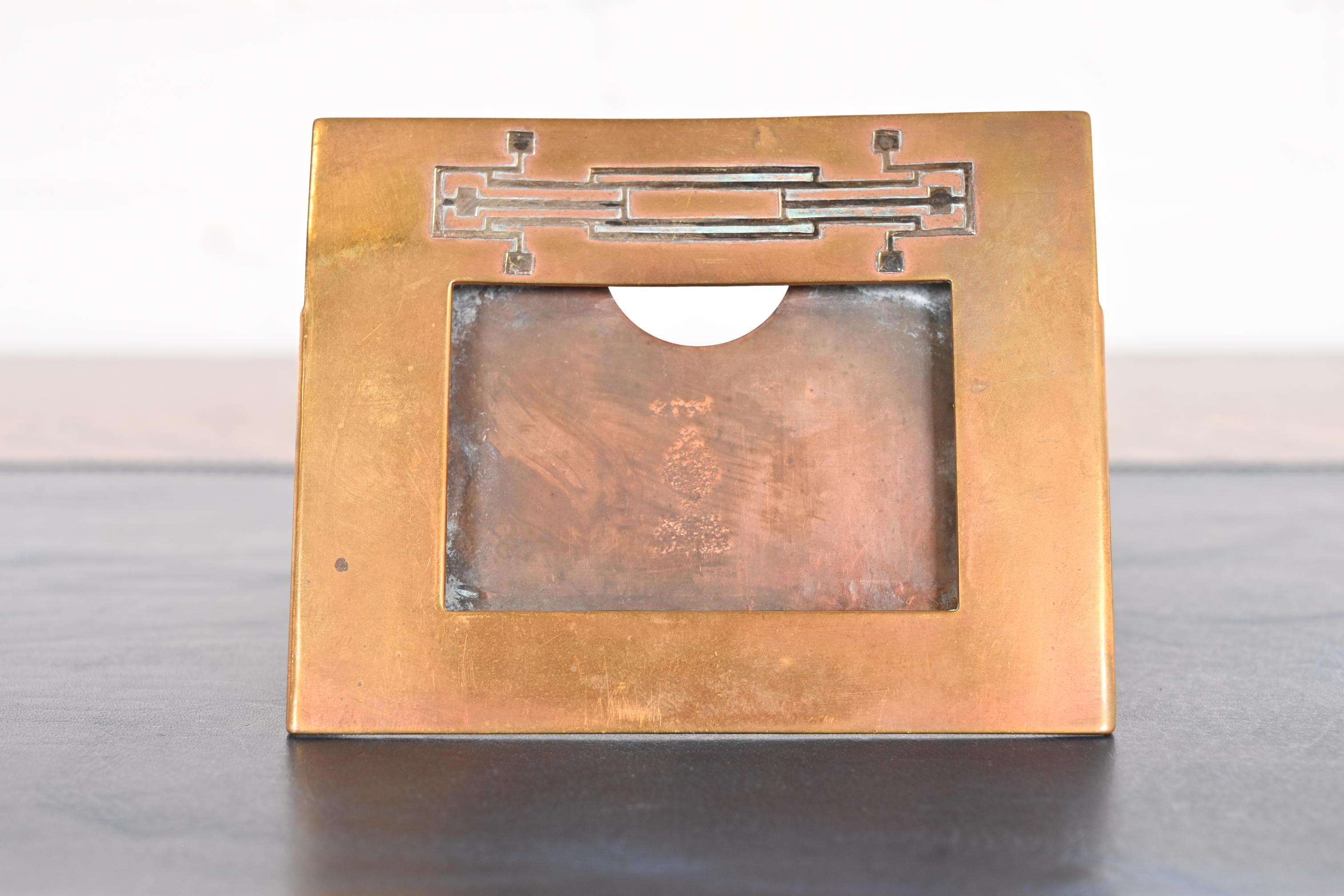 Heintz Arts & Crafts Sterling Silver on Bronze Desk Calendar or Picture Frame 6