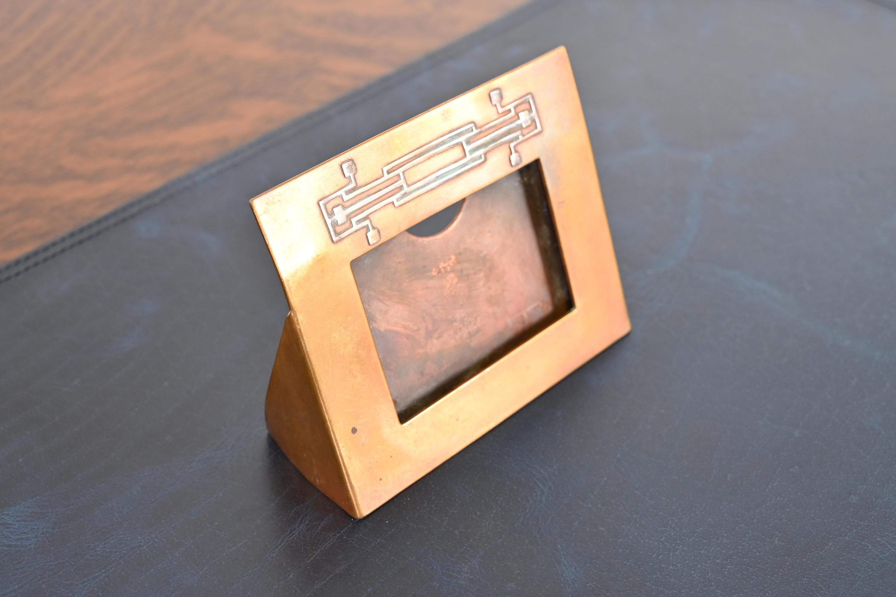 20th Century Heintz Arts & Crafts Sterling Silver on Bronze Desk Calendar or Picture Frame