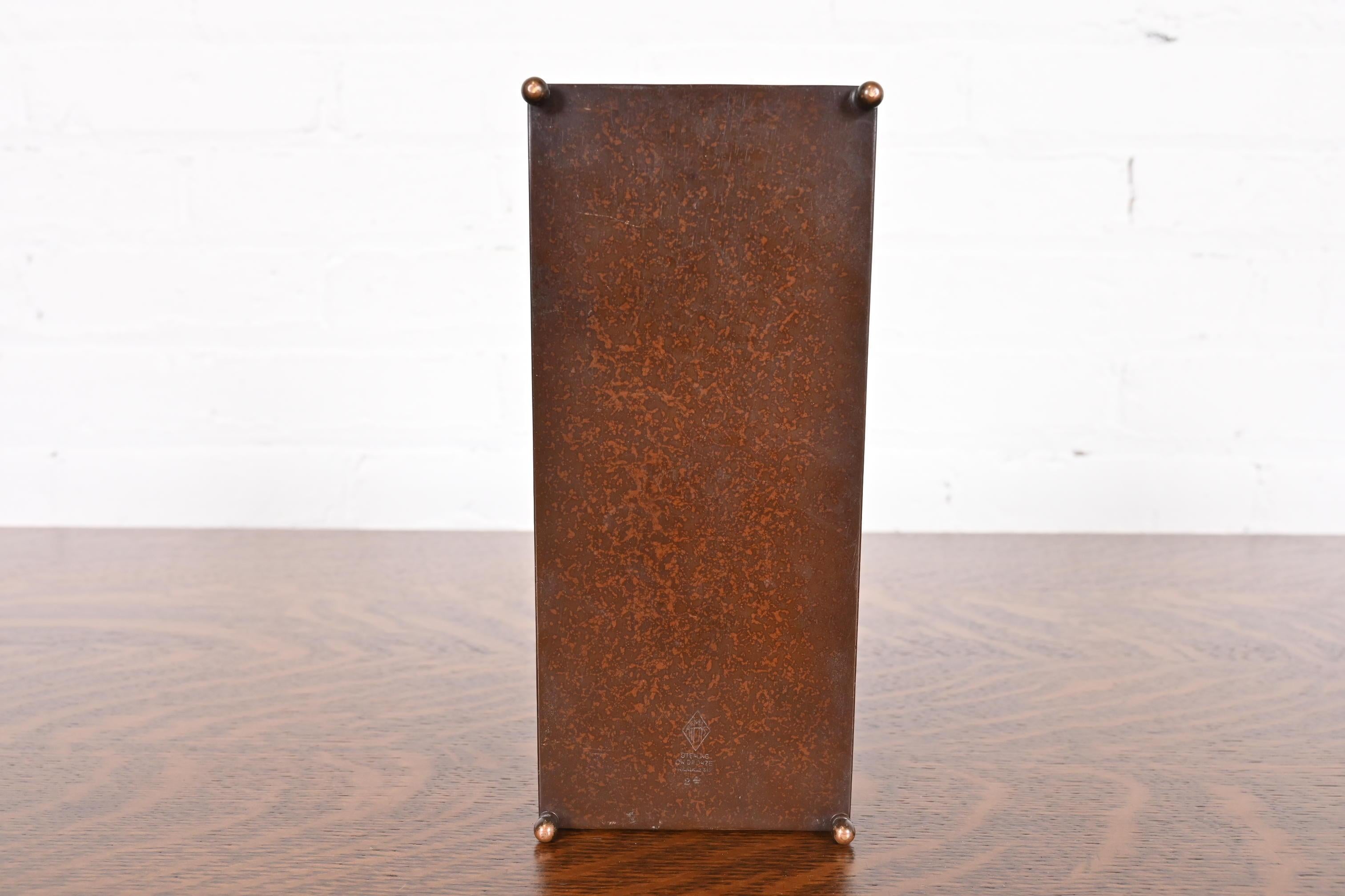 Caja para cigarrillos o humidificador doble Heintz Arts & Crafts de plata de ley sobre bronce en venta 7