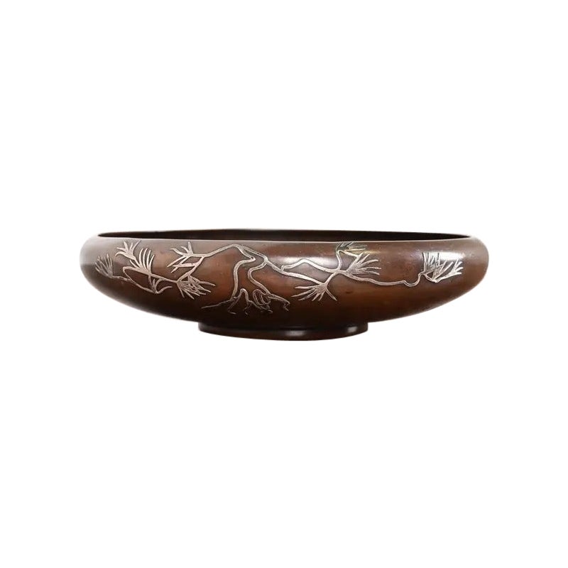 Heintz Arts & Crafts Sterling Silver on Bronze Footed Bowl For Sale