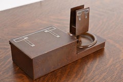 Boîte et cendriers Heintz Arts & Crafts en argent sterling sur bronze