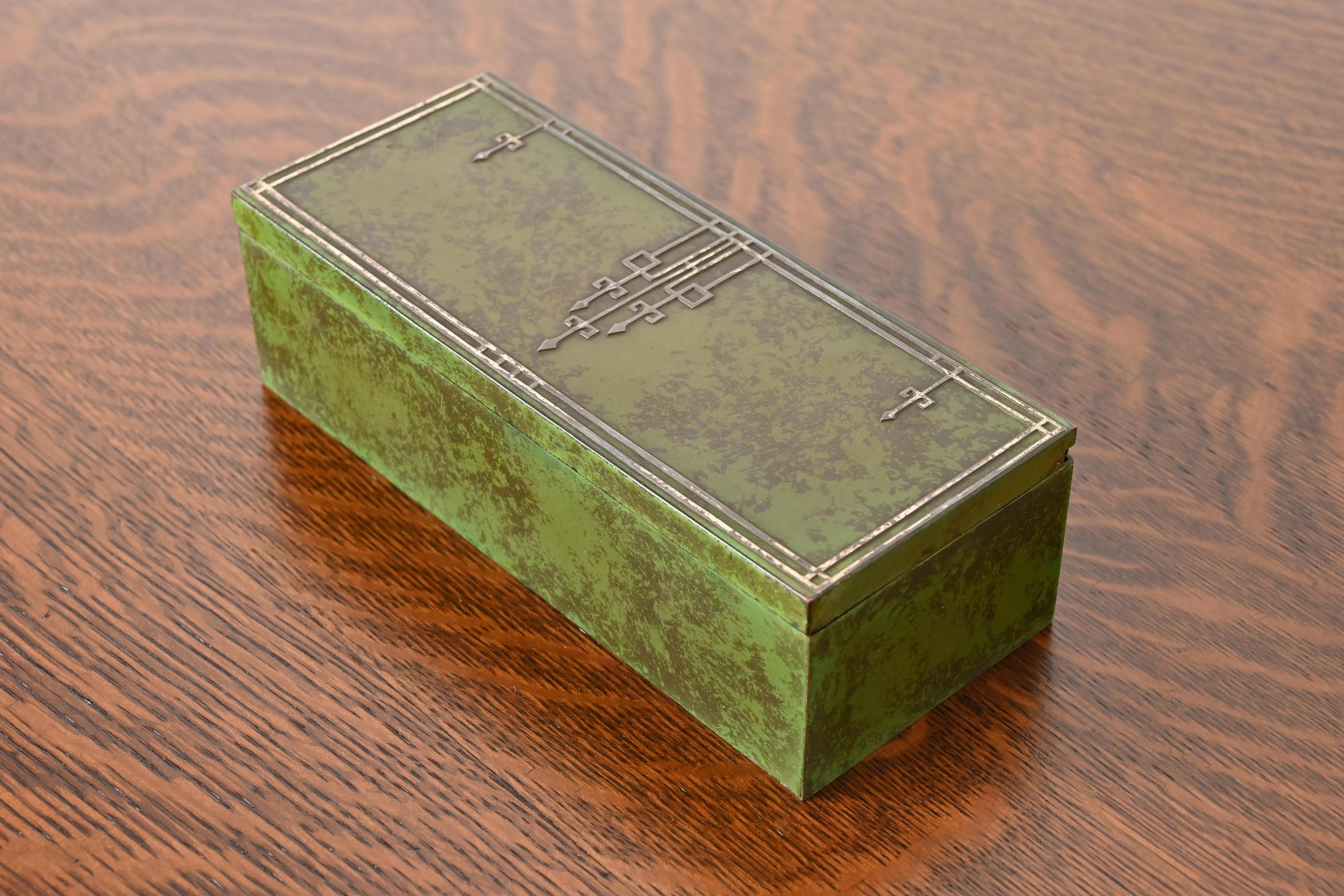 Heintz Arts & Crafts Humidor-Schachtel aus Sterlingsilber auf Bronze (amerikanisch) im Angebot