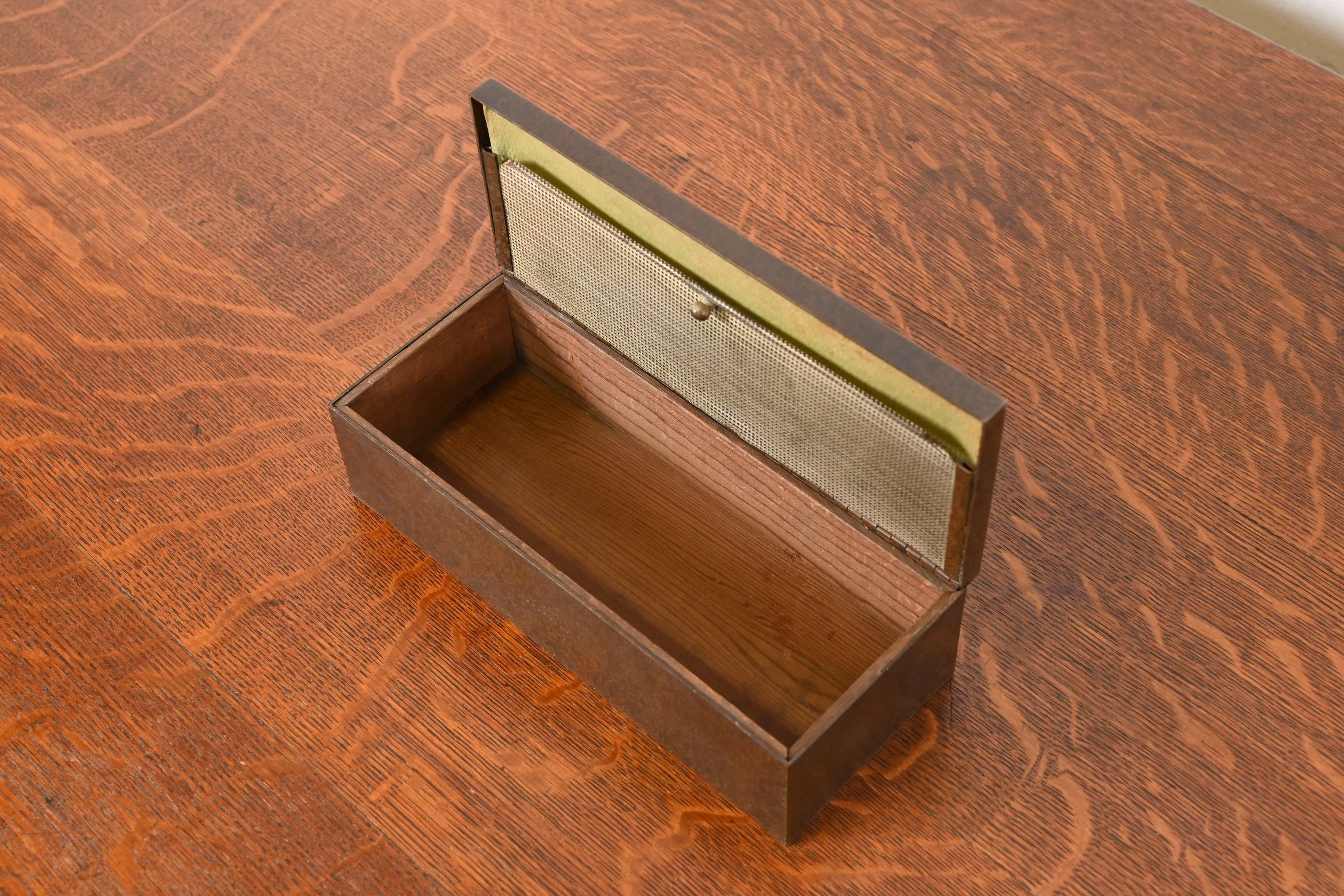 Heintz Arts & Crafts Humidor-Schachtel aus Sterlingsilber auf Bronze mit Fuchsjagd-Szene im Angebot 5