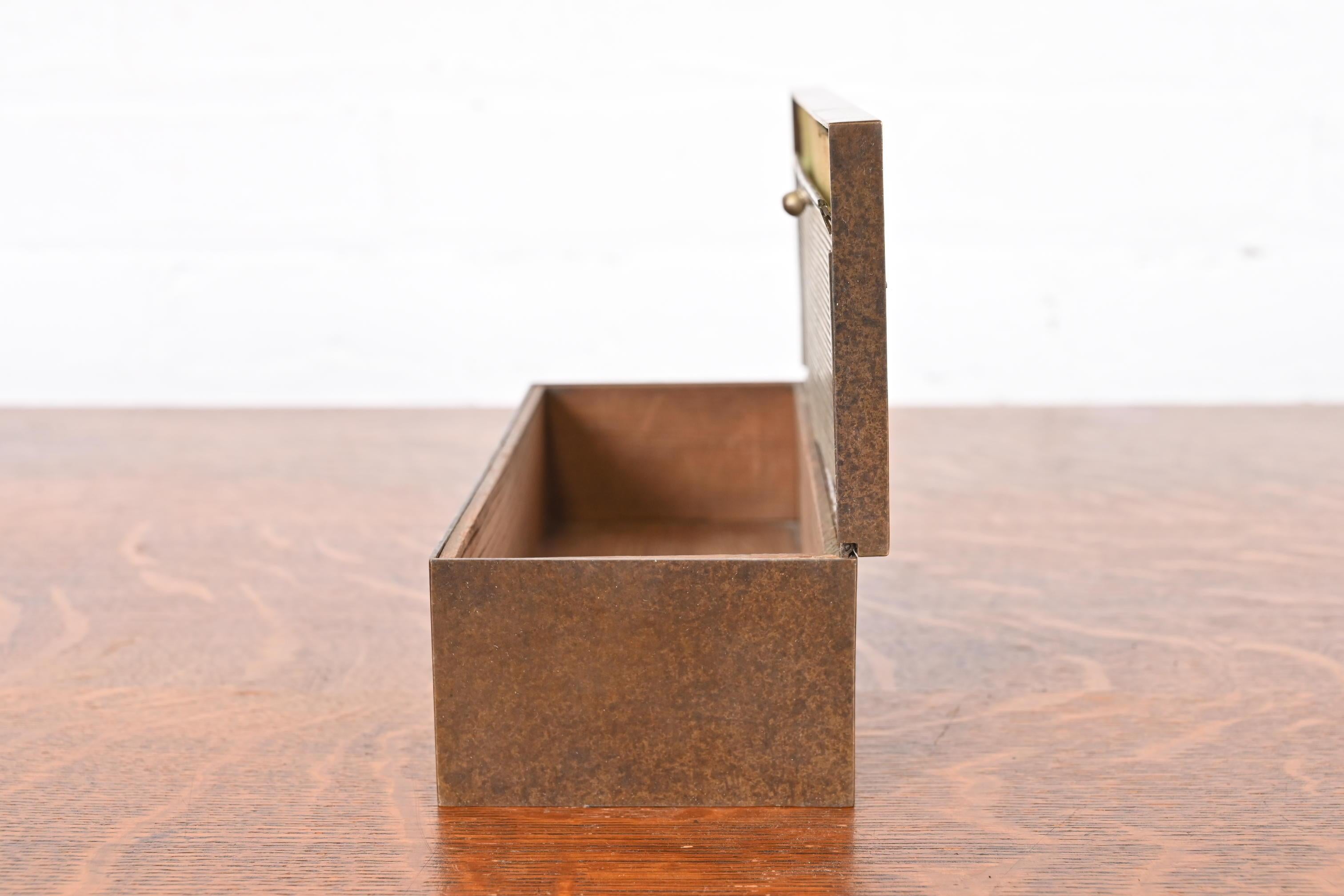 Heintz Arts & Crafts Humidor-Schachtel aus Sterlingsilber auf Bronze mit Fuchsjagd-Szene im Angebot 7