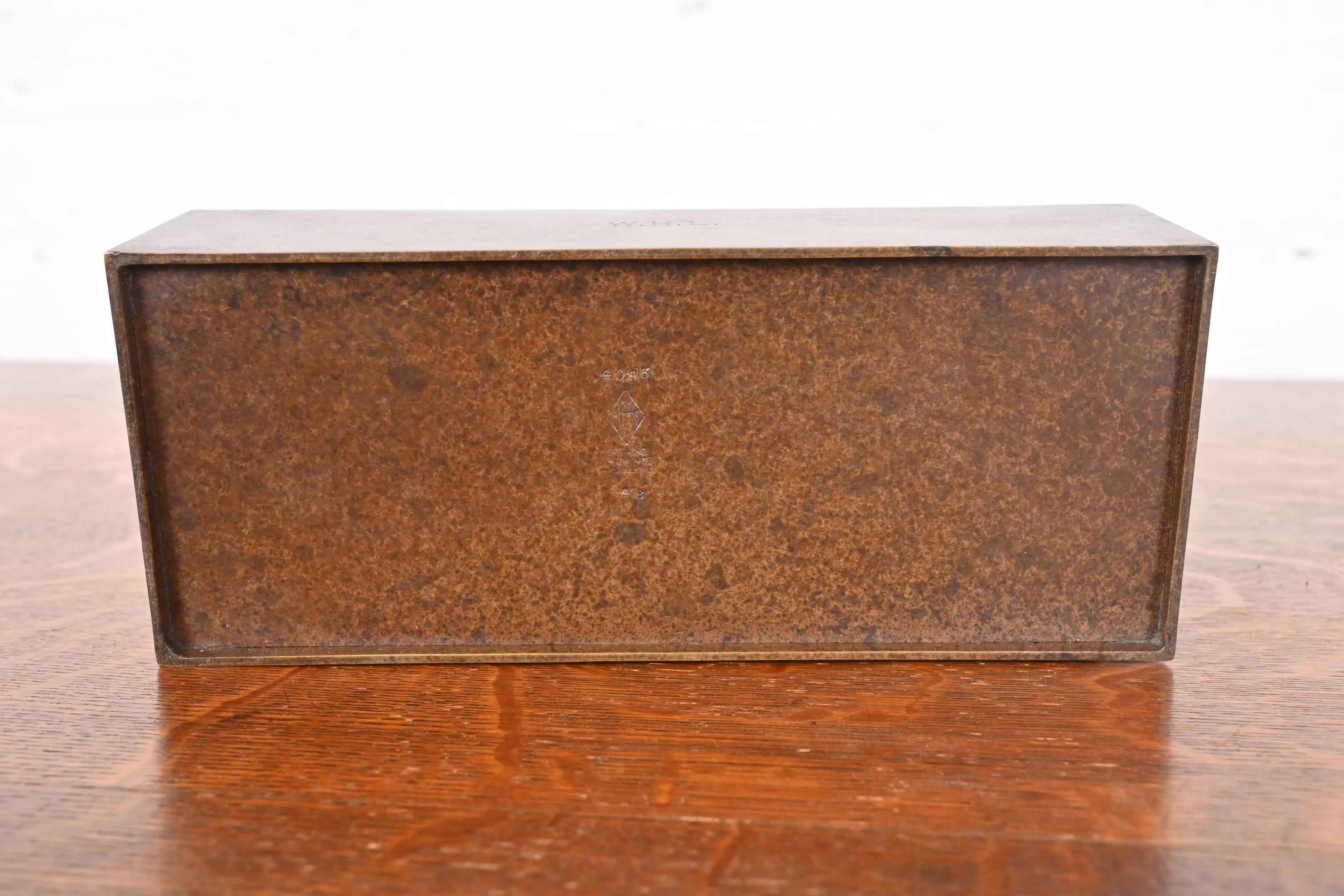Heintz Arts & Crafts Humidor-Schachtel aus Sterlingsilber auf Bronze mit Fuchsjagd-Szene im Angebot 10