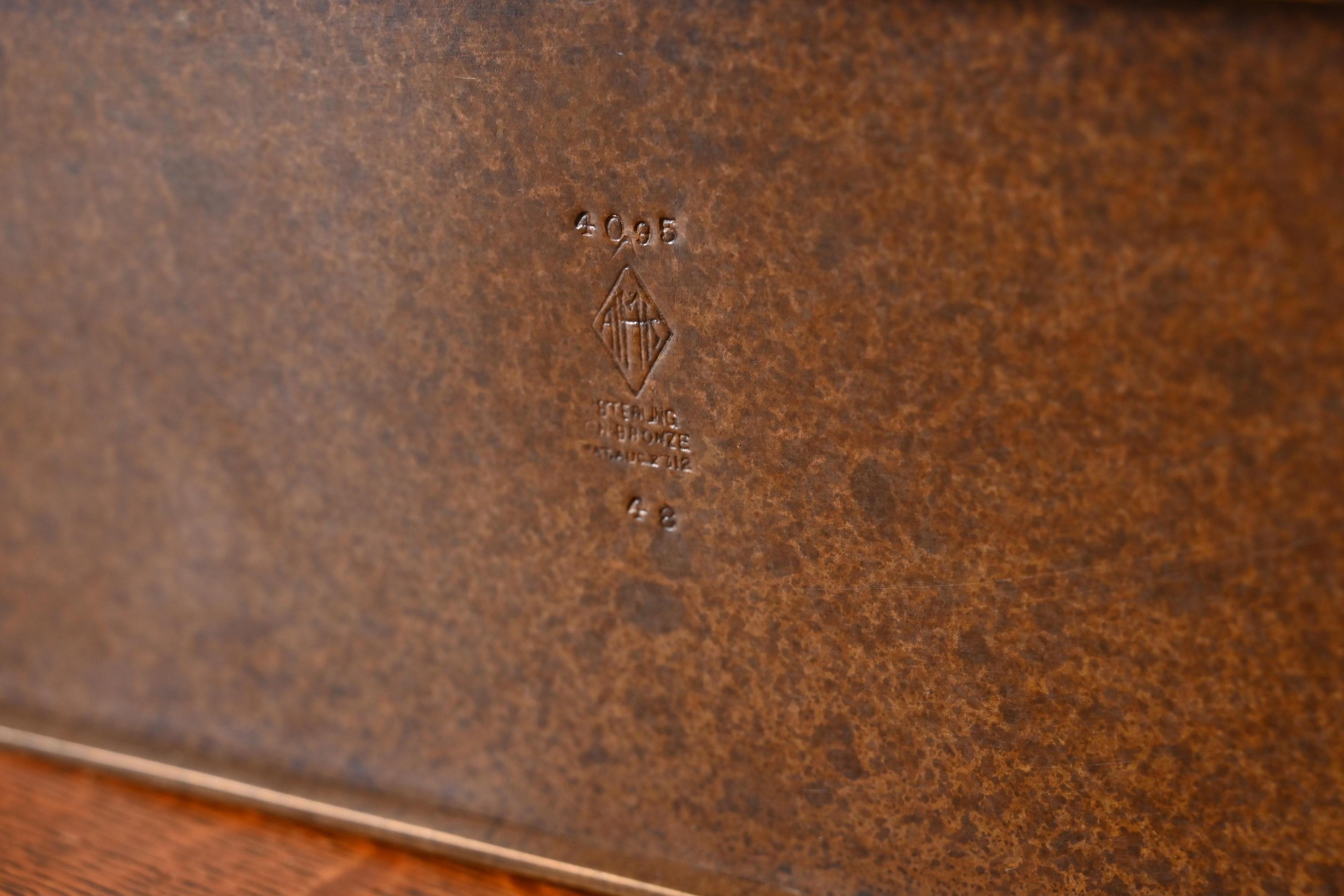 Heintz Arts & Crafts Humidor-Schachtel aus Sterlingsilber auf Bronze mit Fuchsjagd-Szene im Angebot 11