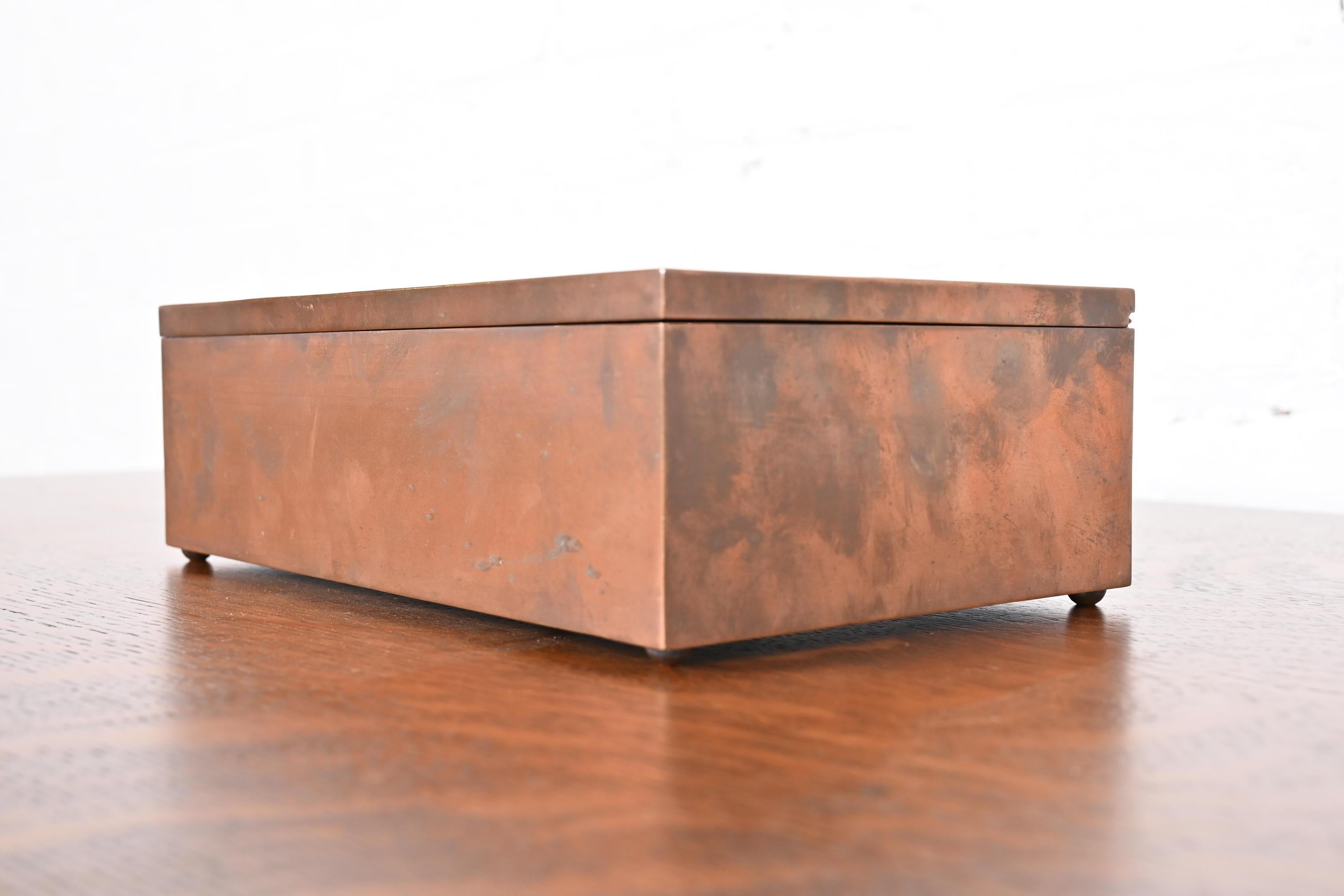 Caja para puros humidor Heintz Arts & Crafts Plata de ley sobre bronce Artes y manualidades en venta