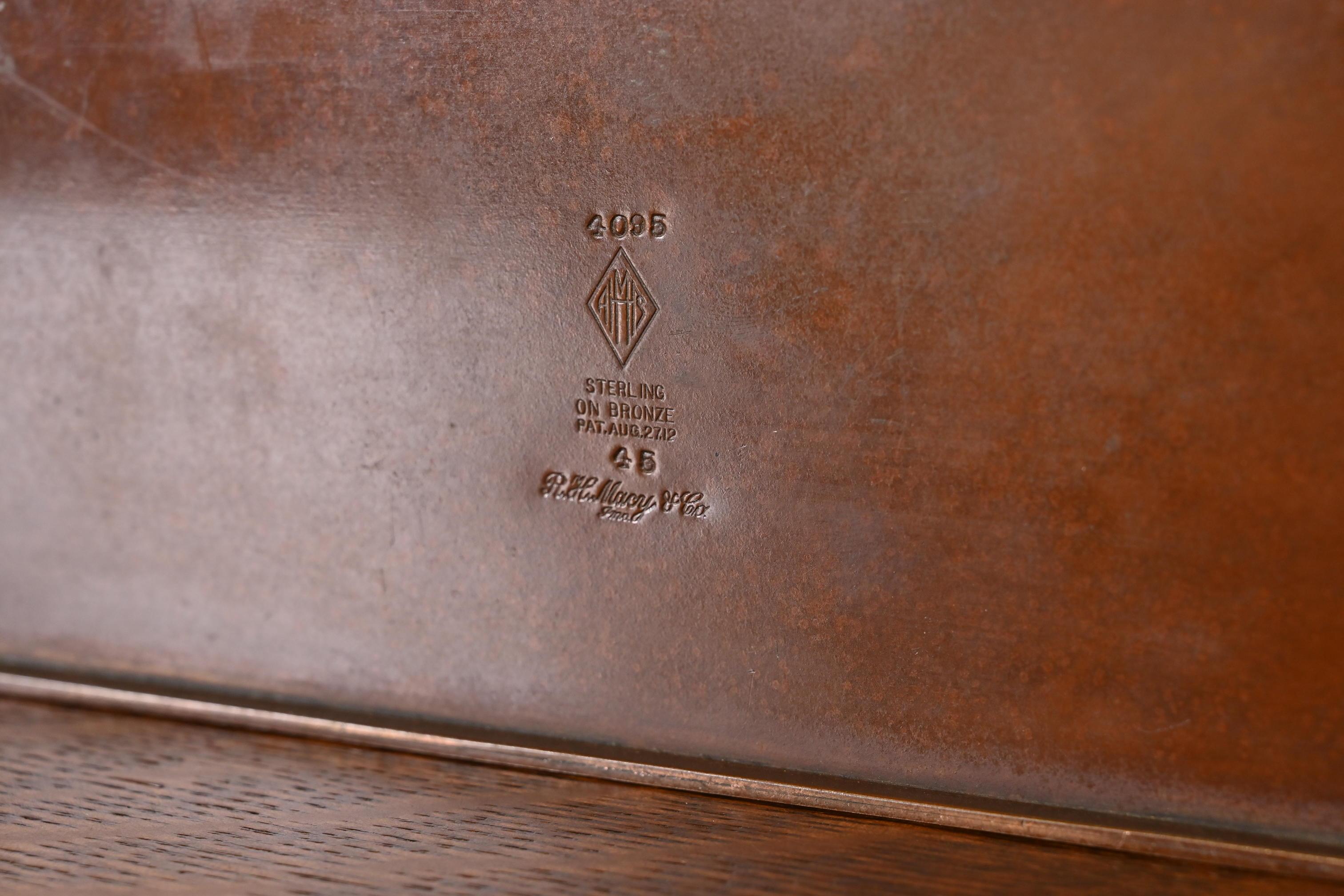 Caja para puros o humidor Heintz Arts & Crafts de plata de ley sobre bronce en venta 7