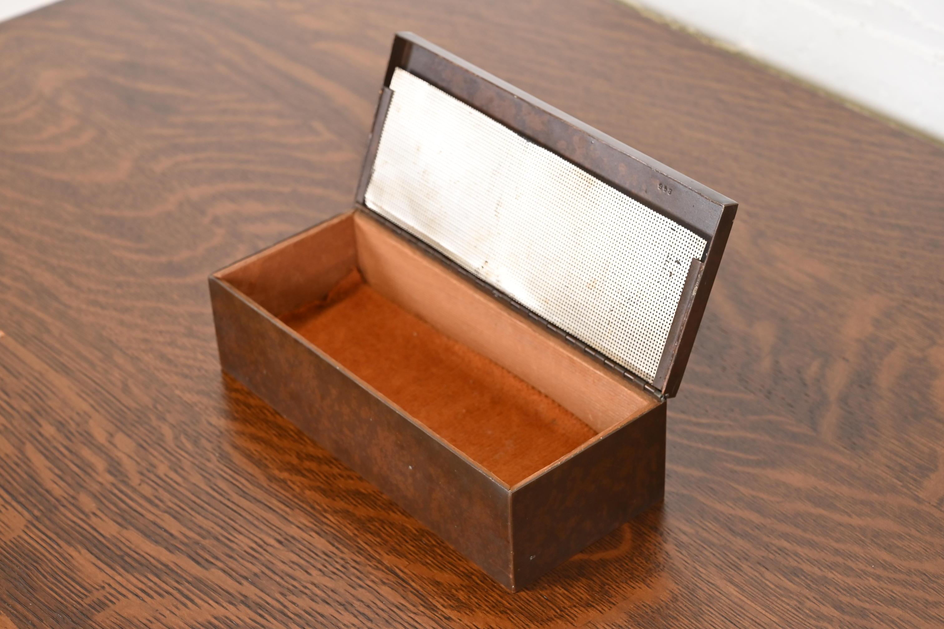 Heintz Arts & Crafts Humidor- oder Zigarrenschachtel aus Sterlingsilber auf Bronze im Angebot 3