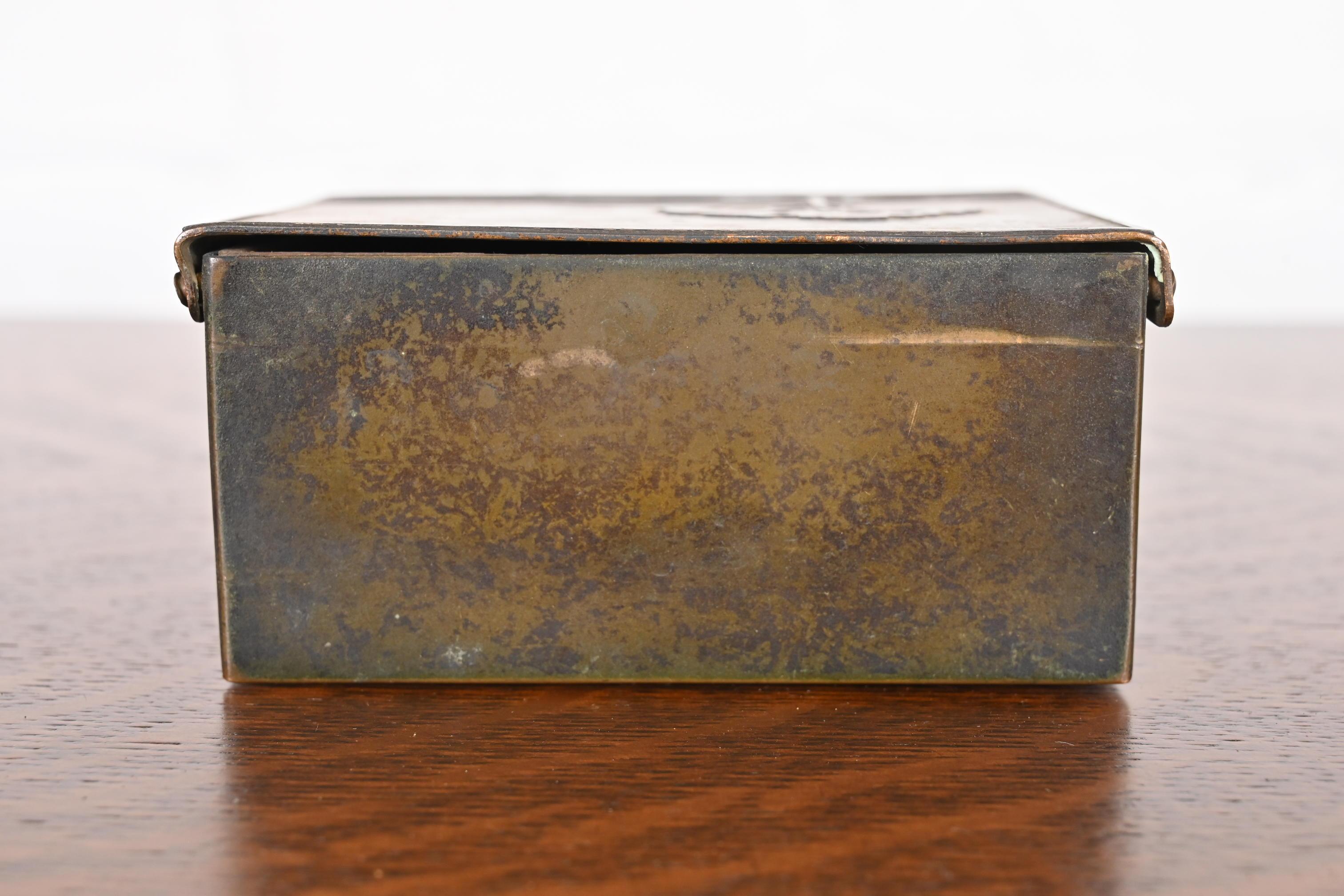 Humidificador o Caja de Cigarrillos Heintz Arts & Crafts de Plata de Ley sobre Bronce en venta 7