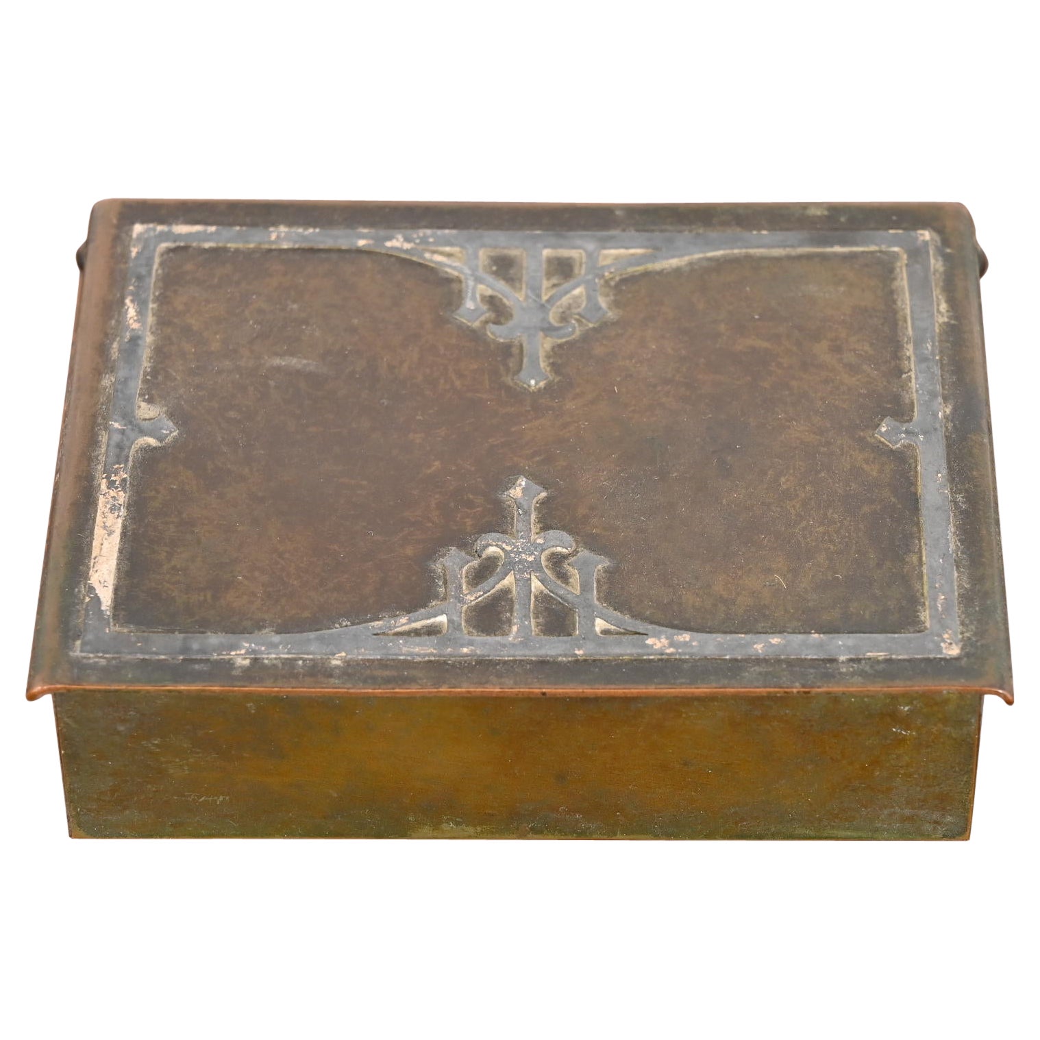 Heintz Arts & Crafts Humidor- oder Zigarettenschachtel aus Sterlingsilber auf Bronze von Heintz