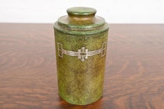 Heintz Arts & Crafts Humidificador o Recipiente de Plata de Ley sobre Bronce con Tapa