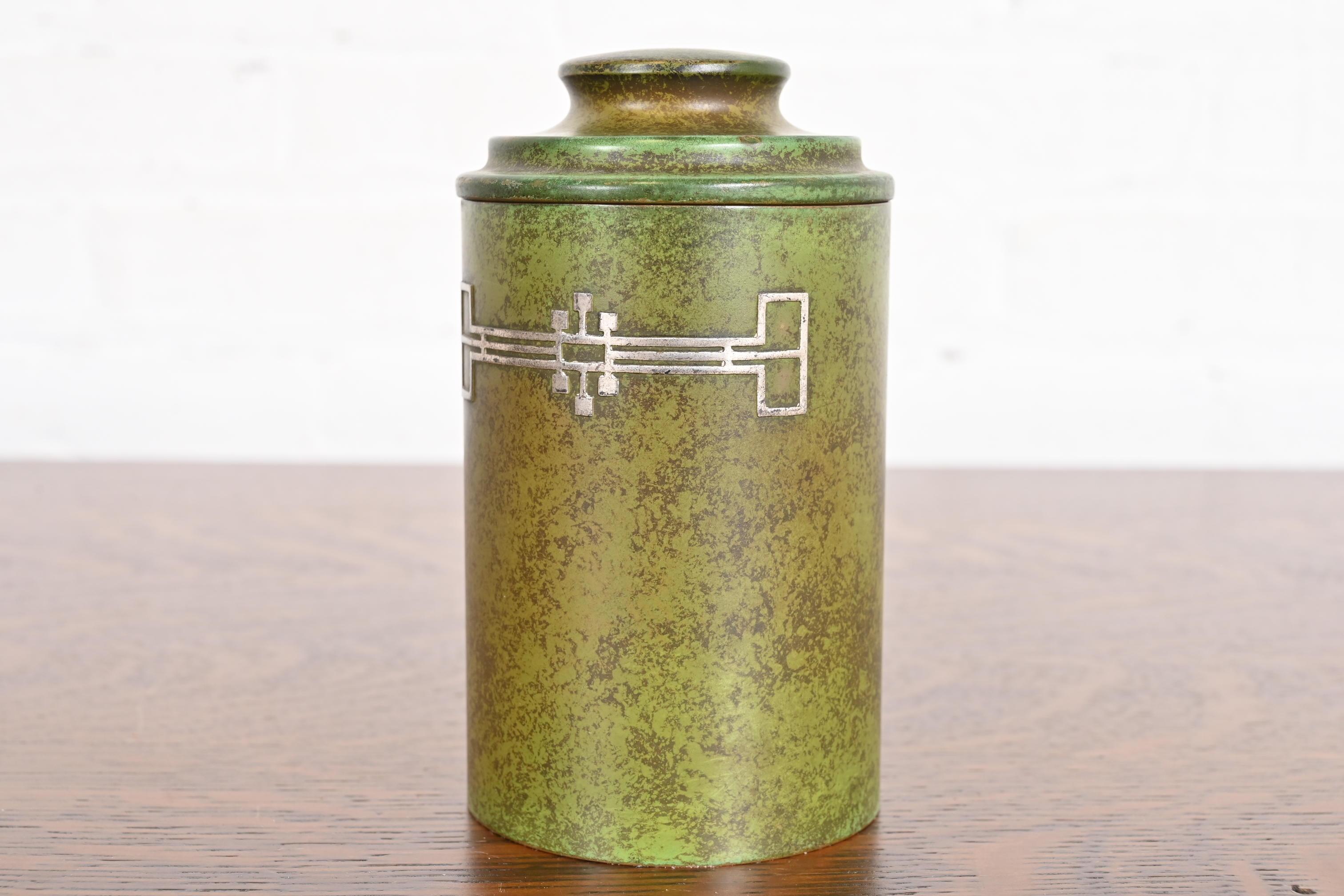 Heintz Arts & Crafts Sterling Silver on Bronze Humidor or Container With Lid (Arts and Crafts) im Angebot
