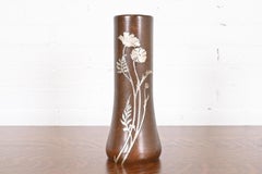 Heintz Arts & Crafts Sterling Silver on Bronze Large Vase