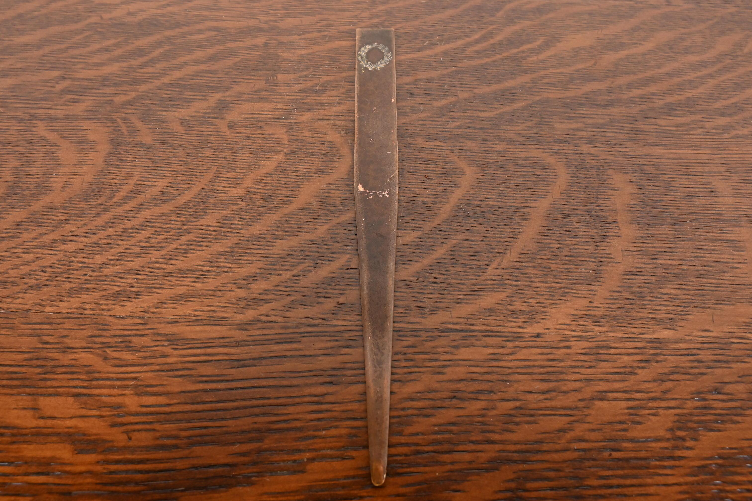 20th Century Heintz Arts & Crafts Sterling Silver on Bronze Letter Opener For Sale