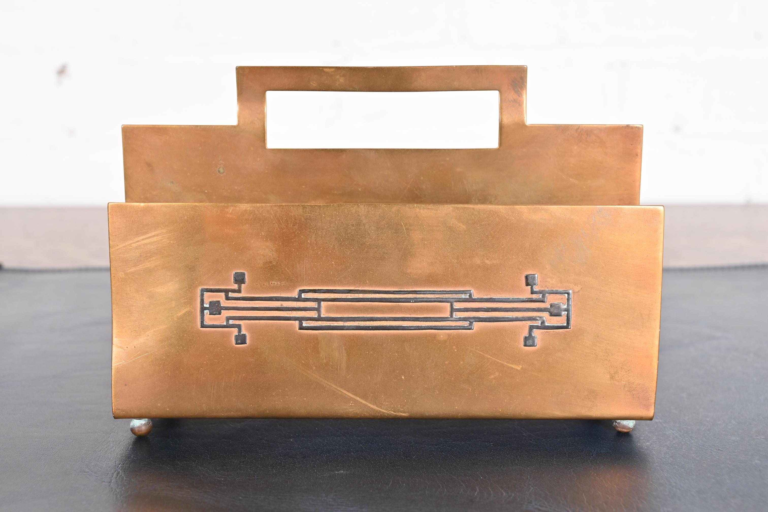 Heintz Arts & Crafts Briefständer aus Sterlingsilber auf Bronze 6