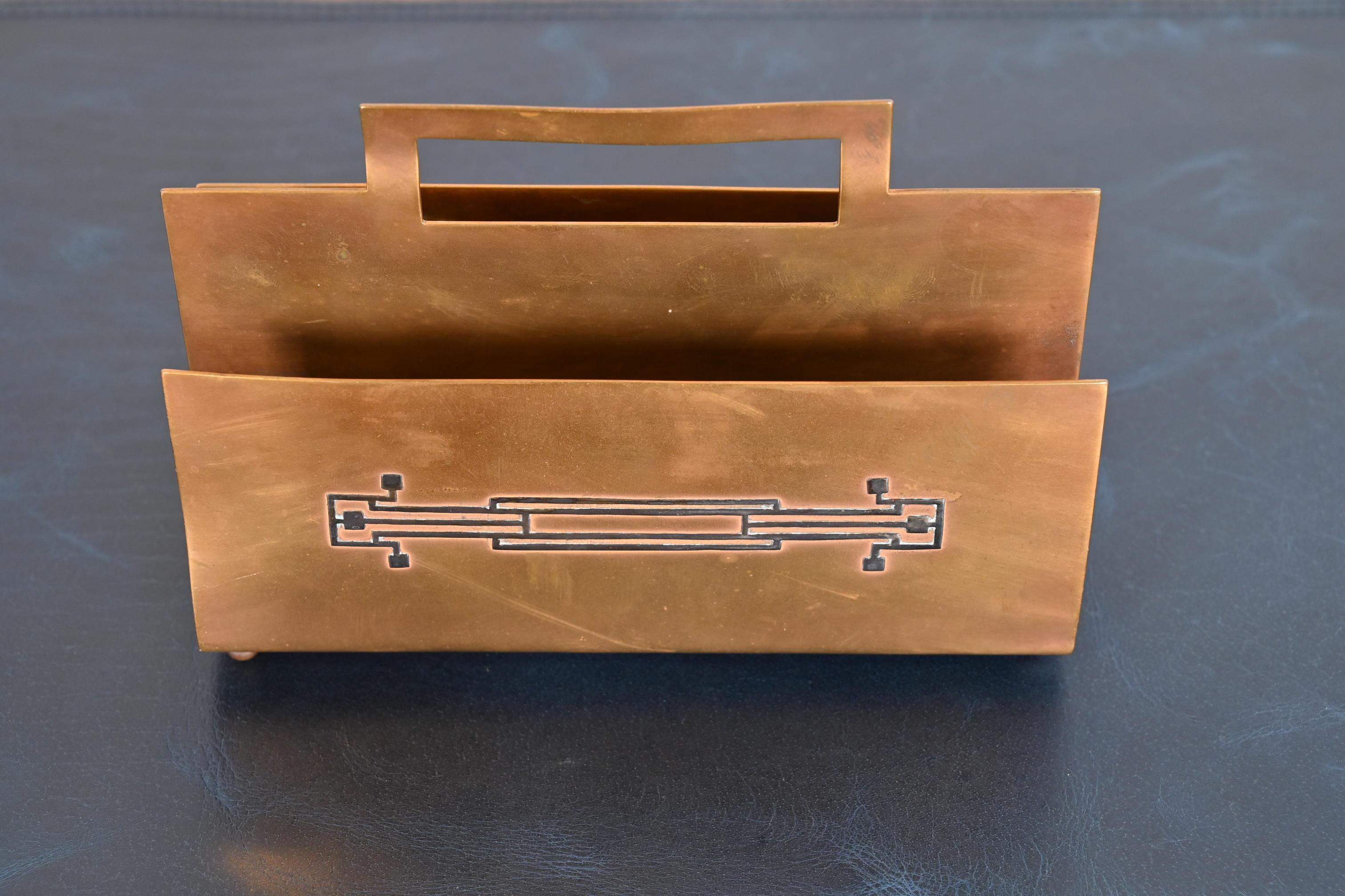 Heintz Arts & Crafts Briefständer aus Sterlingsilber auf Bronze (Arts and Crafts)