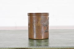 Heintz Arts & Crafts Sterling Silver on Bronze Match Cup or Toothpick Holder