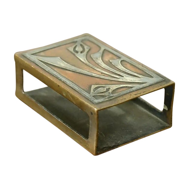 Heintz Arts & Crafts Sterling Silver on Bronze Matchbox Holder