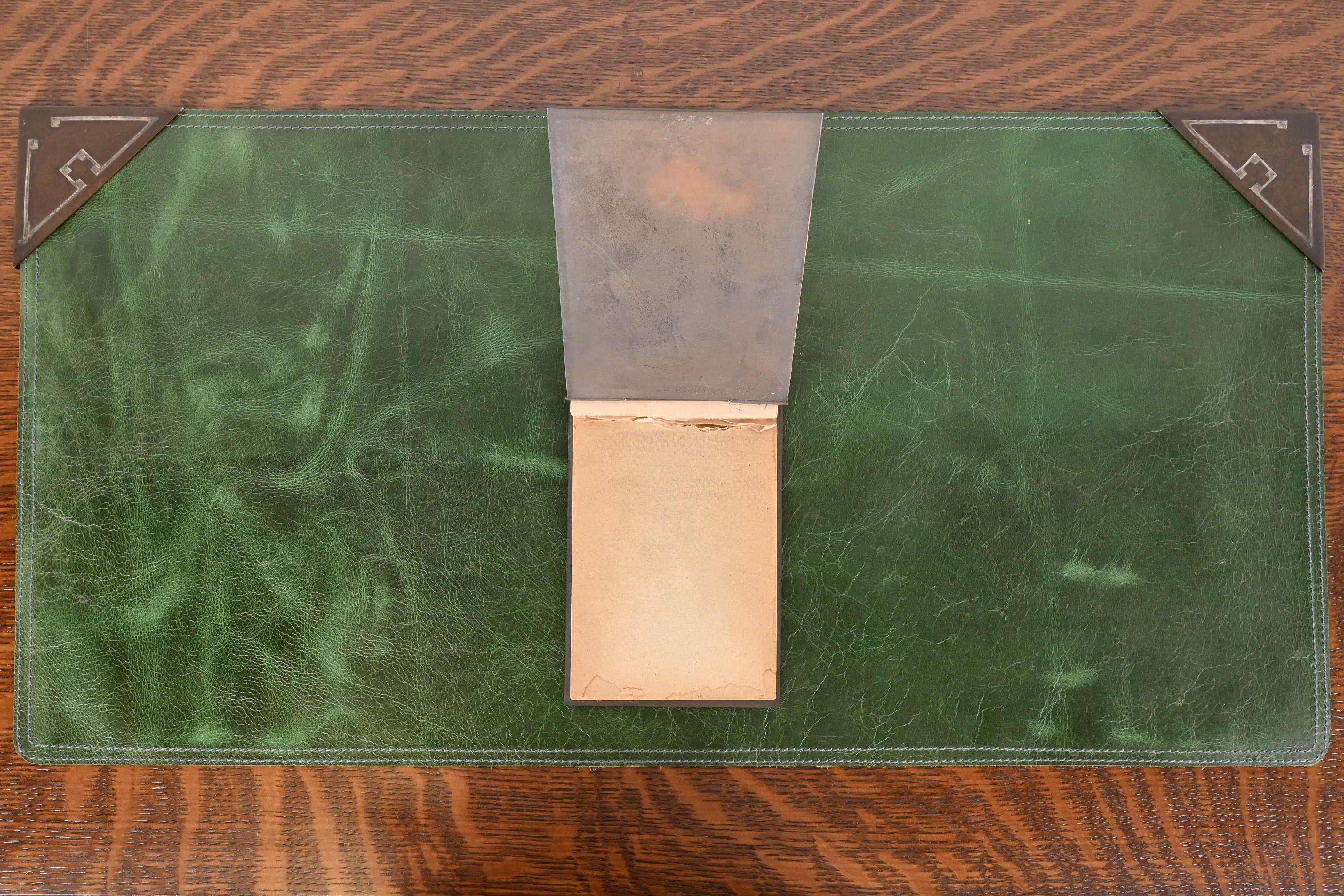 Heintz Arts & Crafts Sterling Silver on Bronze Notepad Holder With Pen Rest For Sale 2