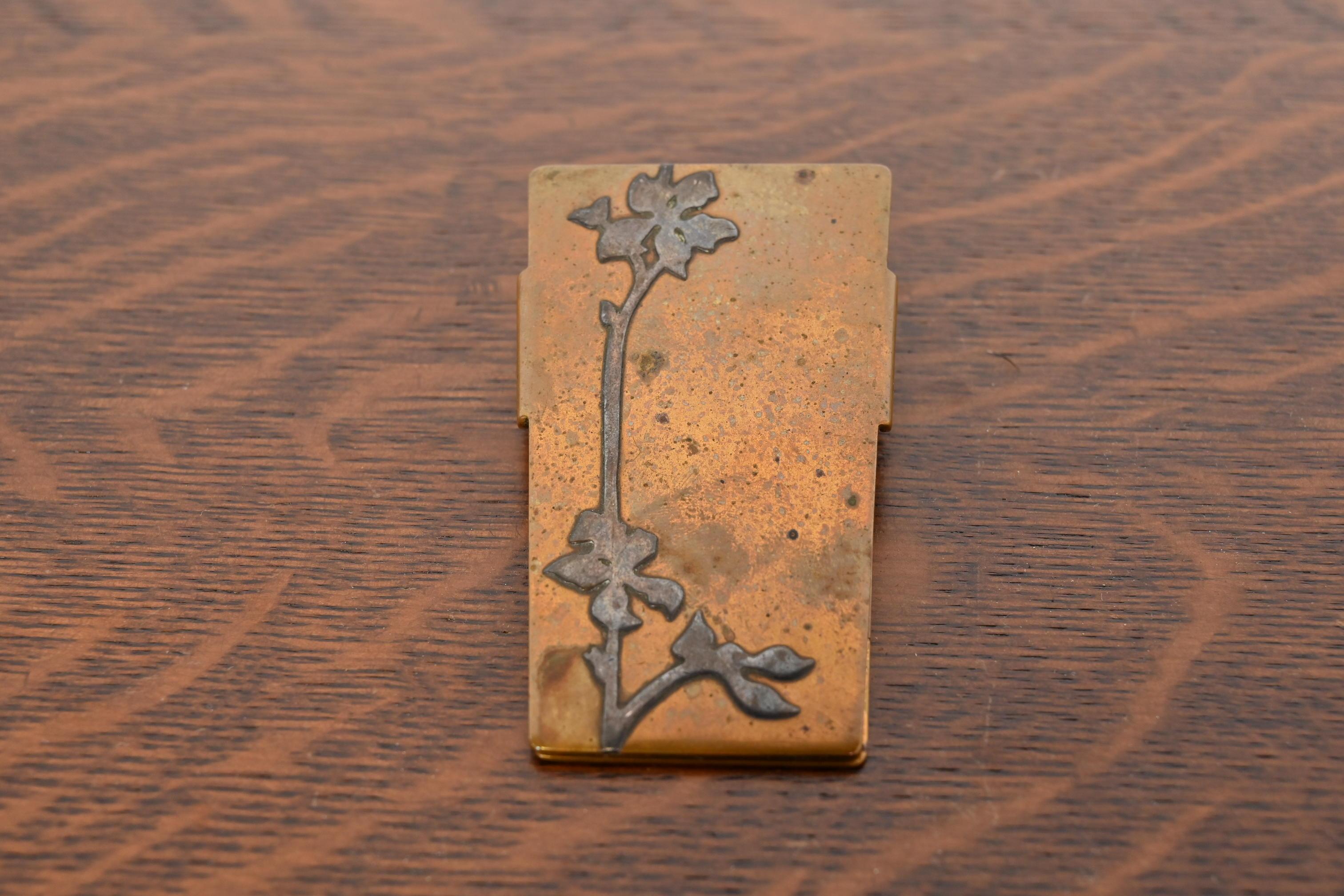 Heintz Arts & Crafts Sterling Silver on Bronze Paper Clip In Good Condition For Sale In South Bend, IN