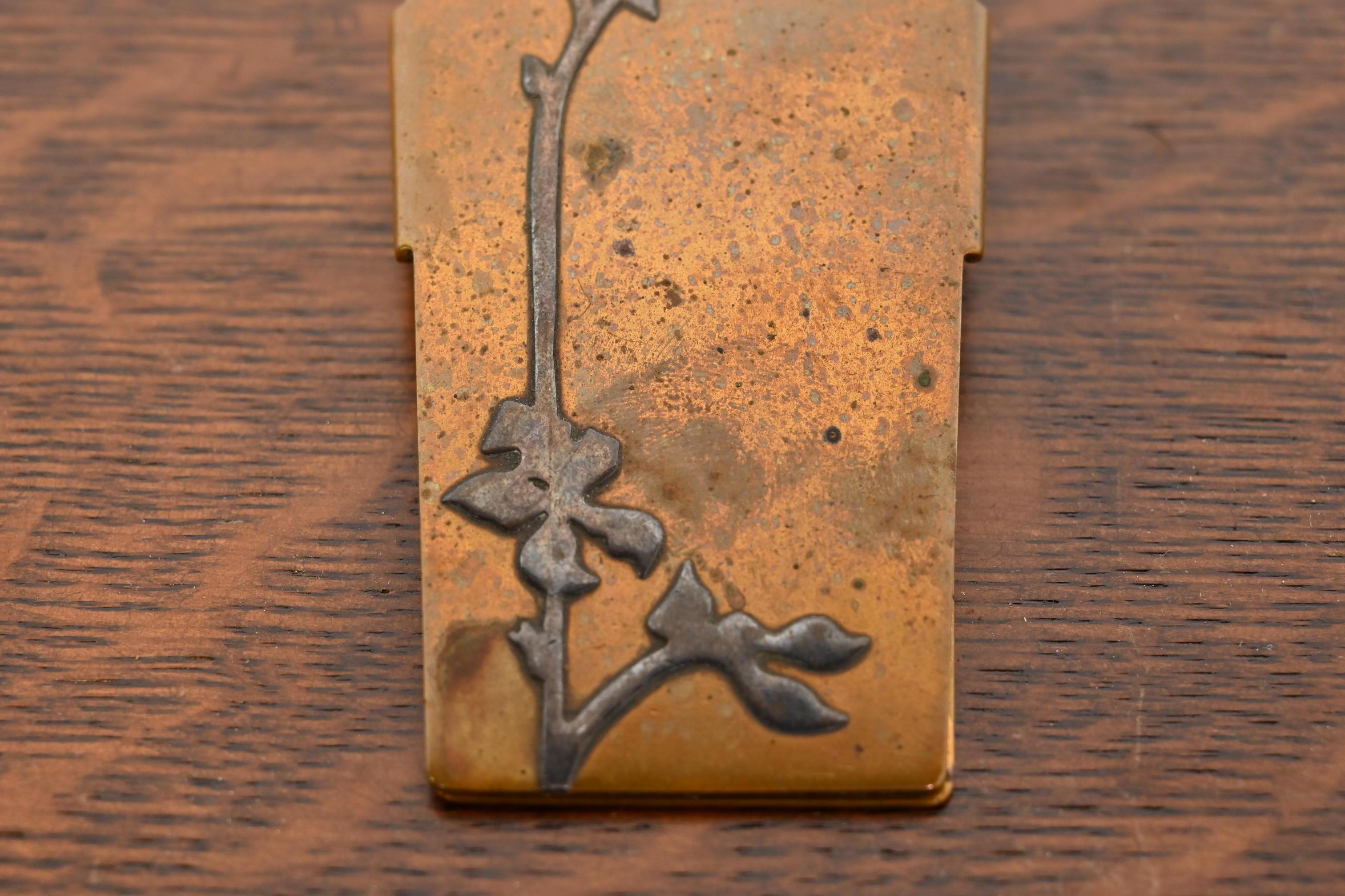 20th Century Heintz Arts & Crafts Sterling Silver on Bronze Paper Clip For Sale