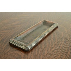 Plateau à stylos Heintz Arts & Crafts en argent sterling sur bronze