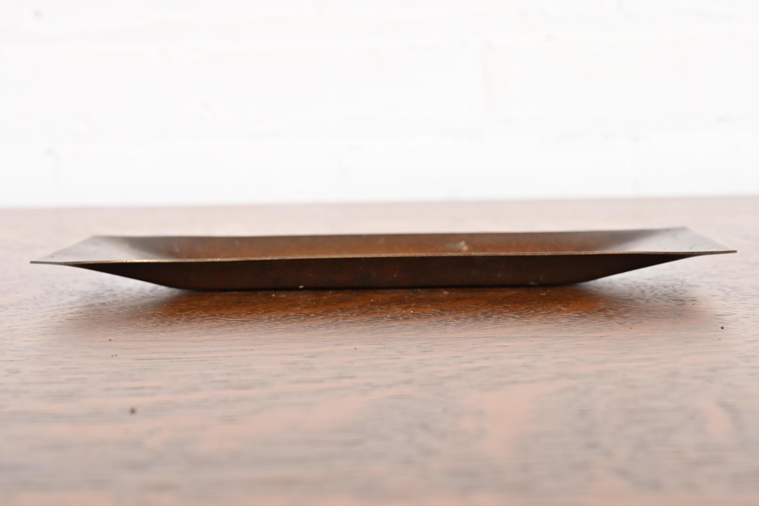 American Heintz Arts & Crafts Sterling Silver on Bronze Pen Tray For Sale