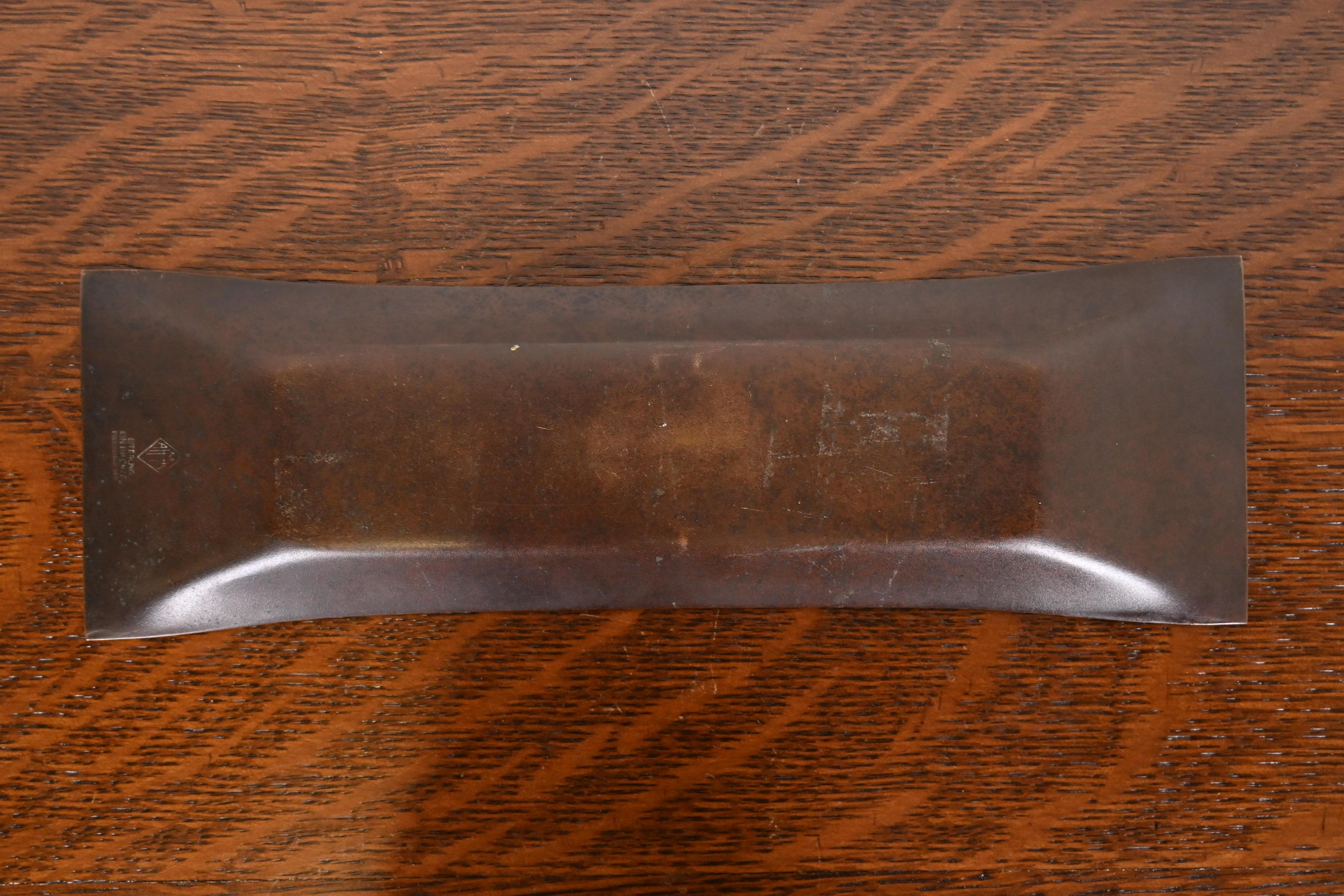 Heintz Arts & Crafts Sterling Silver on Bronze Pen Tray For Sale 2